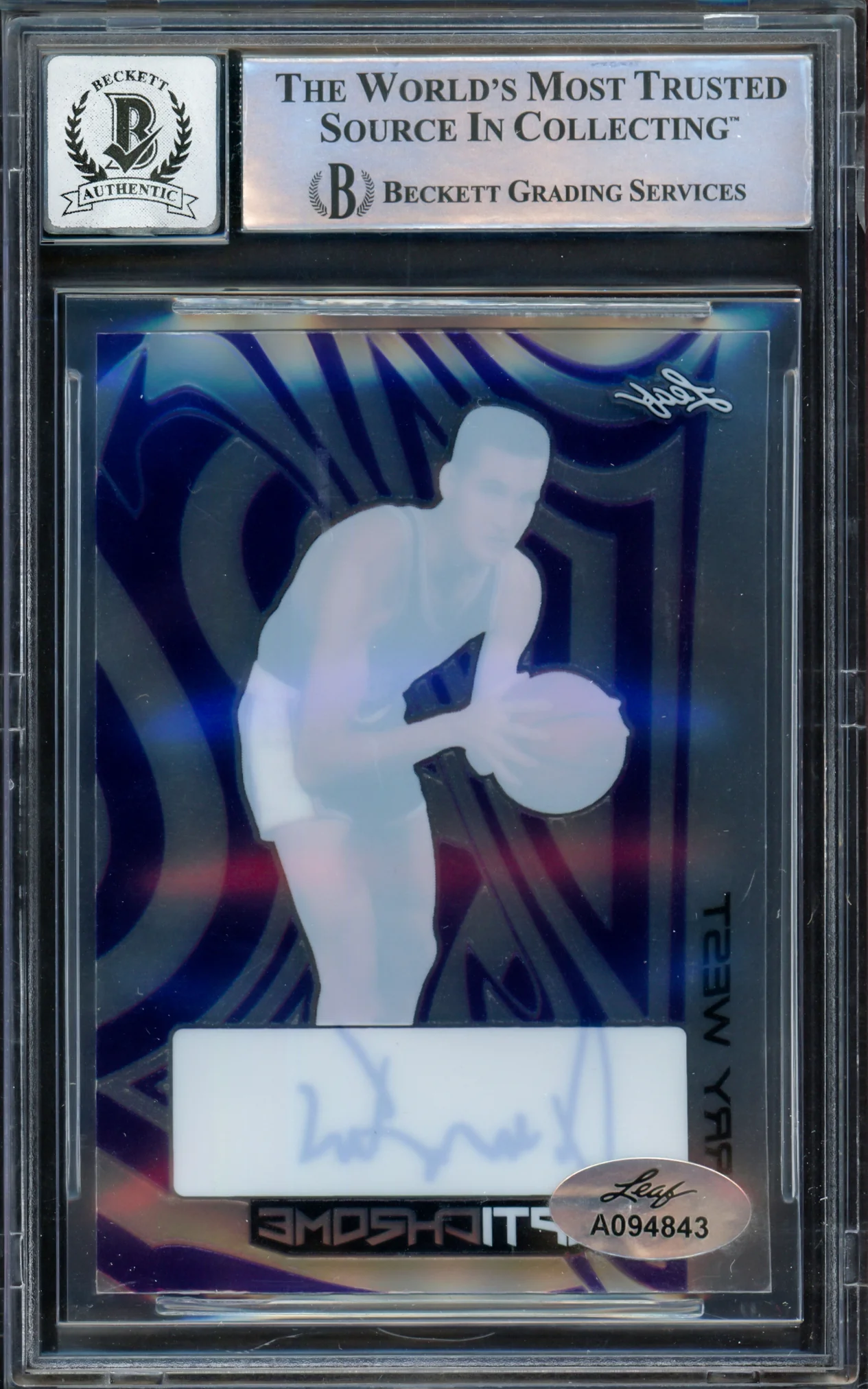 Jerry West Autographed 2022-23 Leaf Optichrome Purple Card #BAJW3 Los Angeles Lakers Auto Grade Gem Mint 10 Beckett BAS #16622140 - Image 2