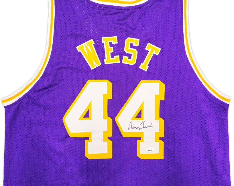 Jerry West Los Angeles Signed Purple Basketball Jersey JSA - Image 2