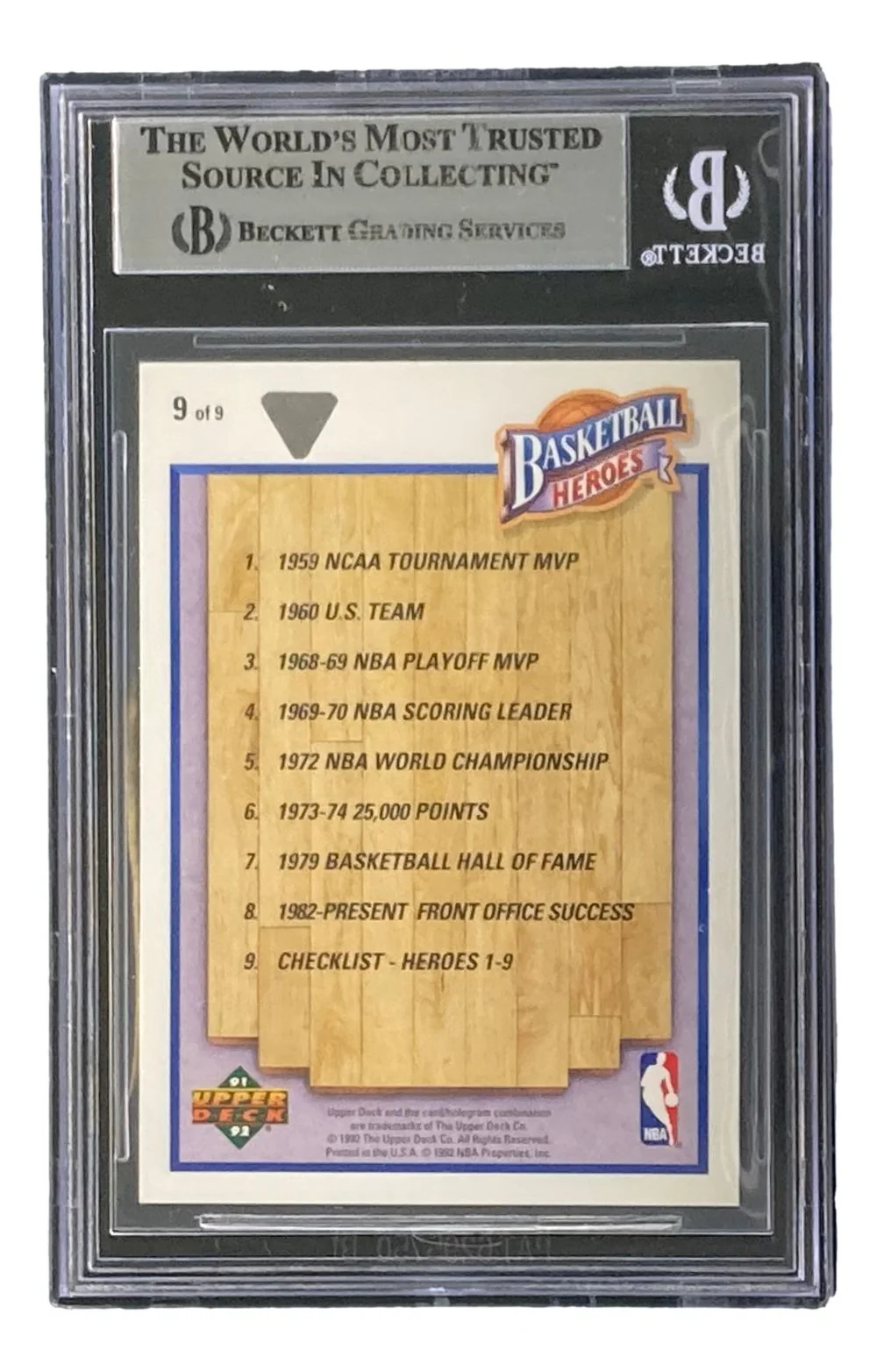 Jerry West Signed 1991-92 UD Jerry West Heroes #9 Lakers Trading Card BAS - Image 2