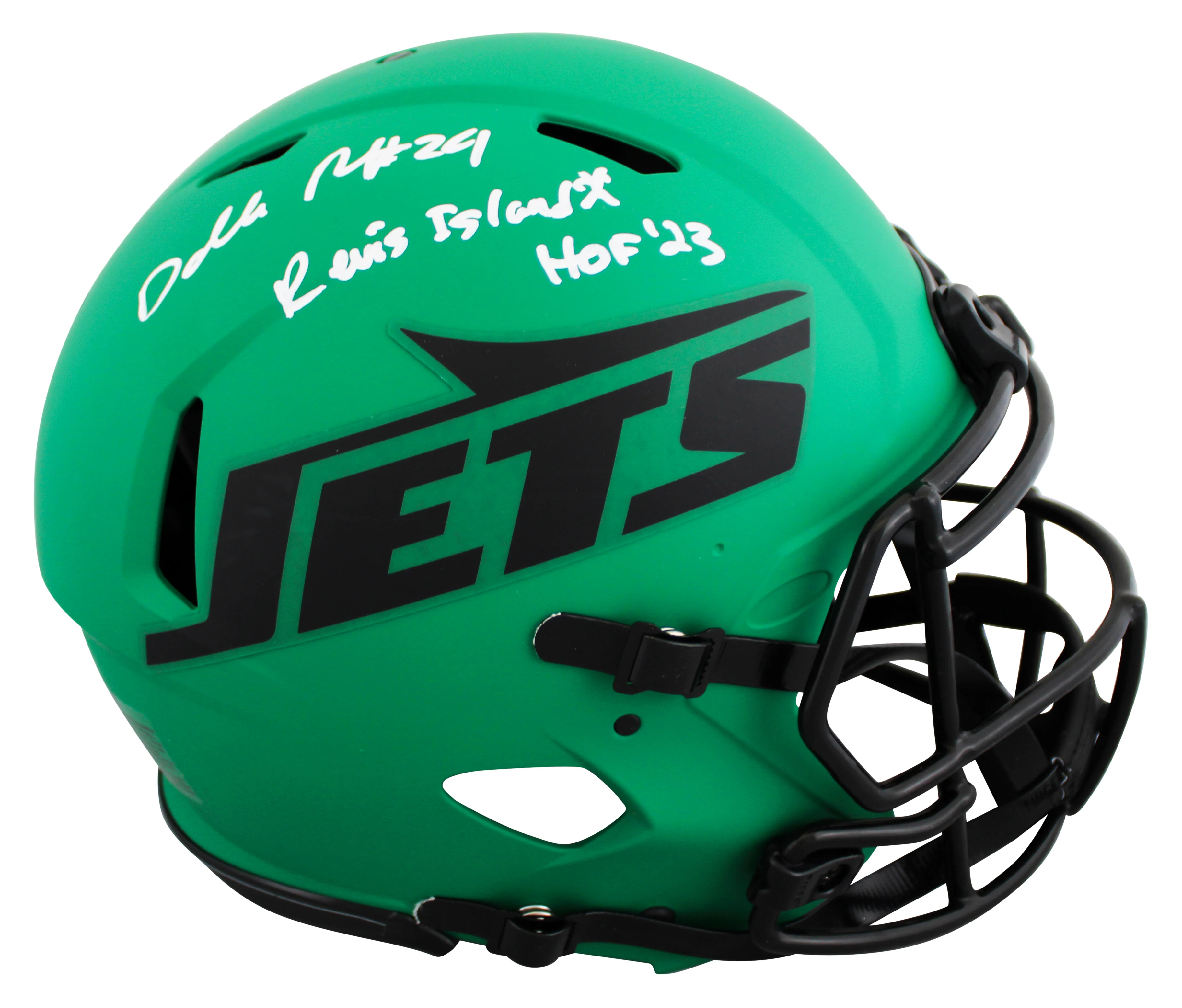 Jets Darelle Revis "2x Insc" Signed Rave Full Size Proline Helmet BAS Witnessed - Image 2