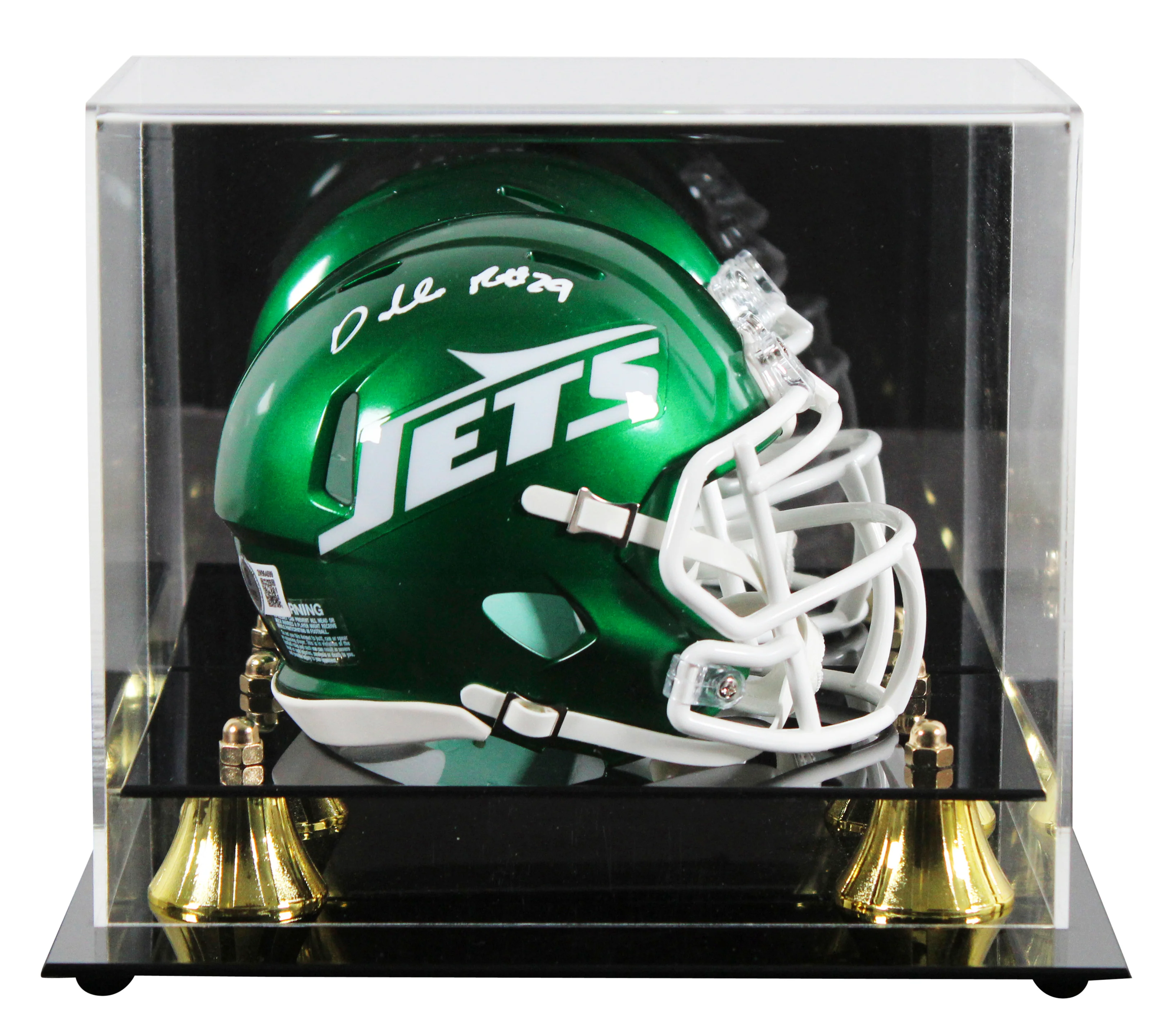 Jets Darrelle Revis Authentic Signed Speed Mini Helmet W/ Case BAS Witnessed - Image 2