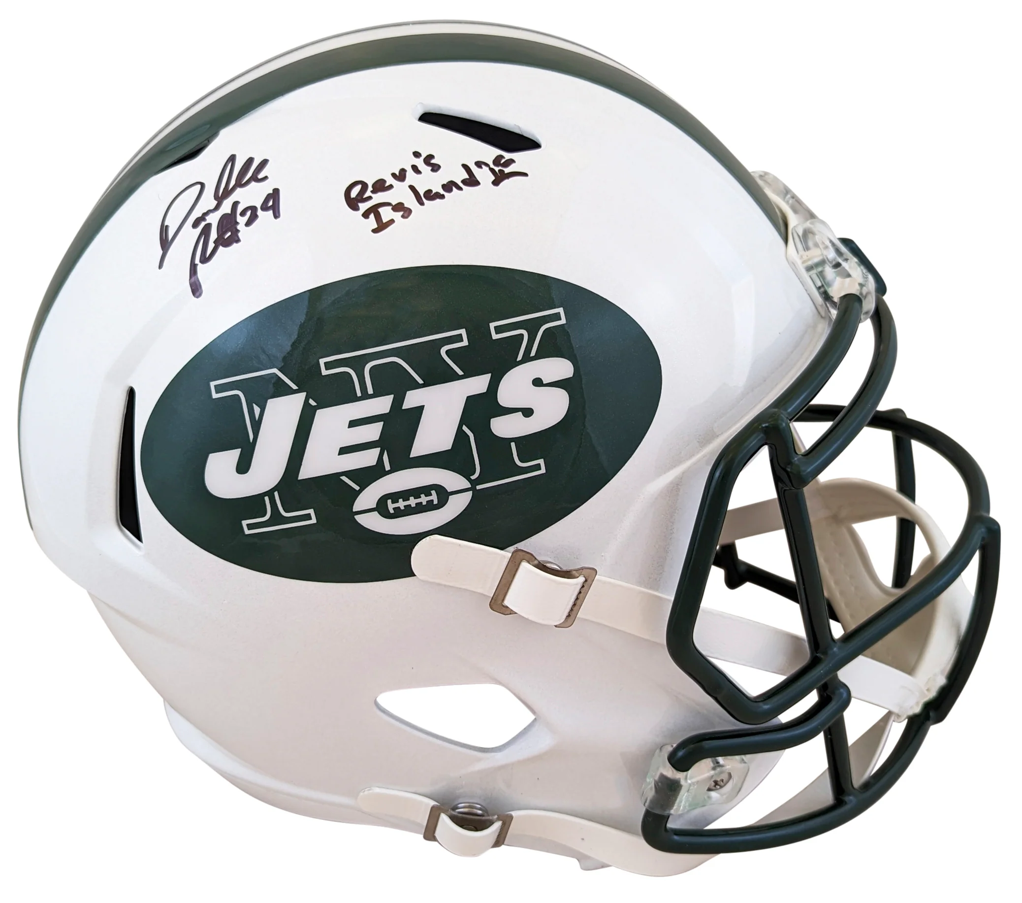 Jets Darrelle Revis Signed 98-18 TB F/S Speed Rep Helmet W/ Case BAS Witness - Image 3