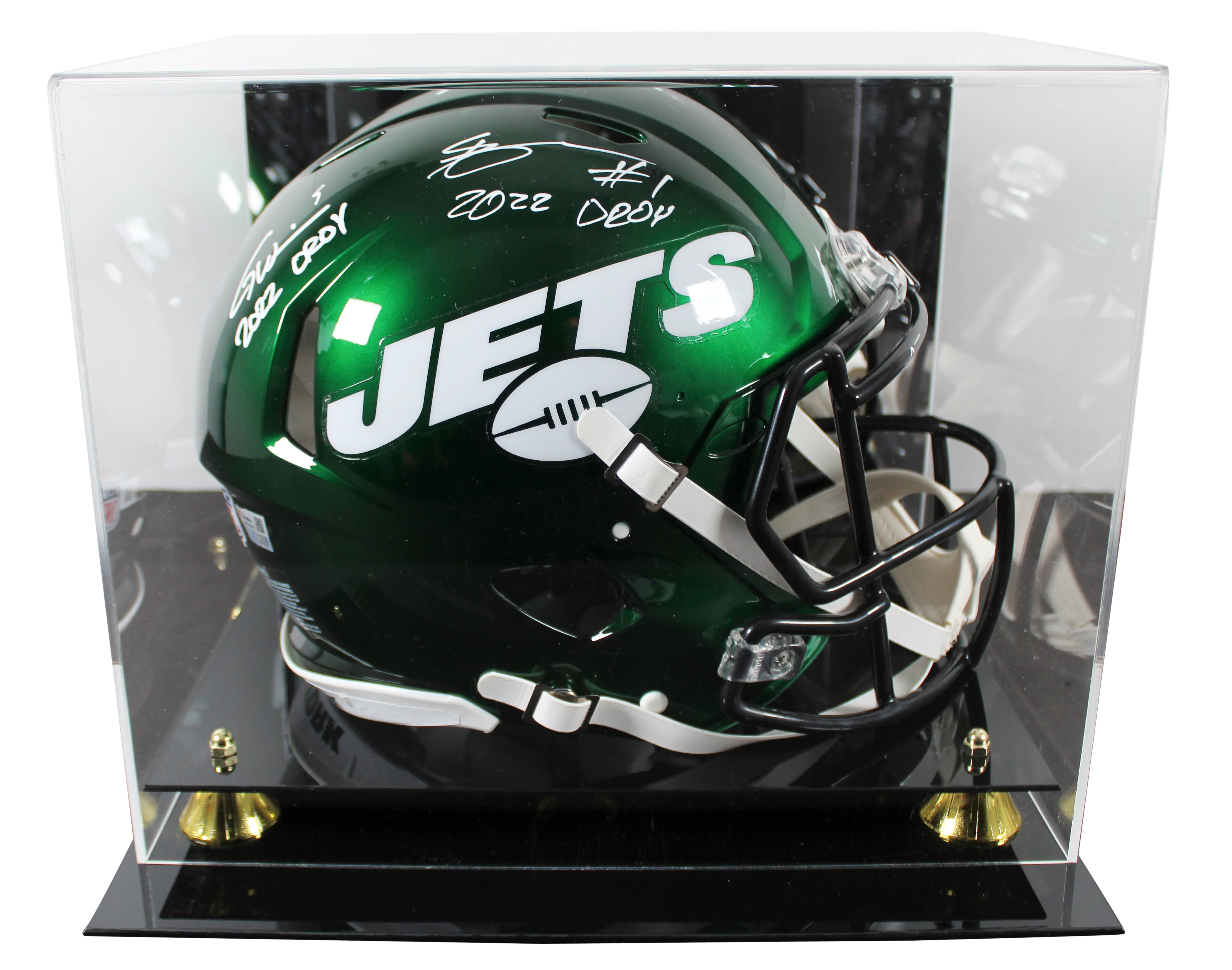 Jets Garrett Wilson & Ahmad Sauce Gardner Signed F/S Proline Helmet W/ Case BAS - Image 2