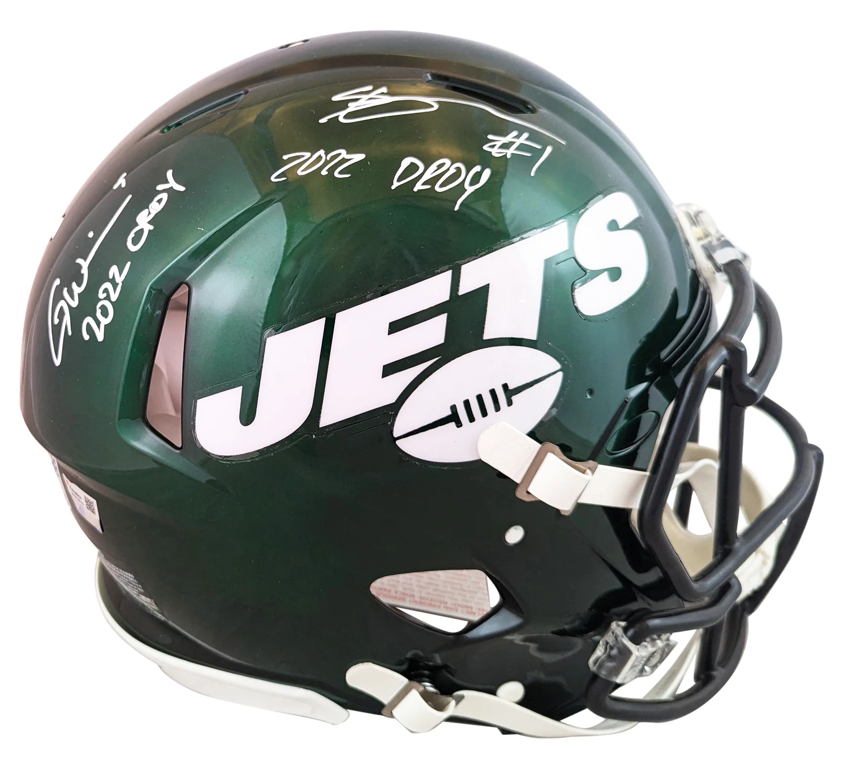 Jets Garrett Wilson & Ahmad Sauce Gardner Signed F/S Proline Helmet W/ Case BAS - Image 3