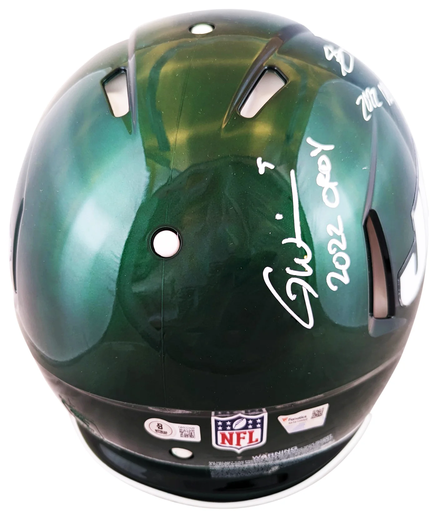 Jets Garrett Wilson & Ahmad Sauce Gardner Signed F/S Proline Helmet W/ Case BAS - Image 4