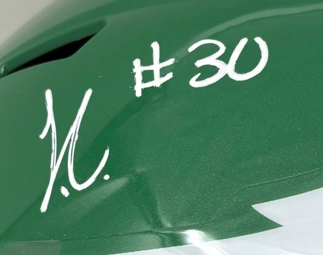 Jihaad Campbell Signed Eagles Full Size Kelly Green Replica Speed Helmet BAS - Image 2