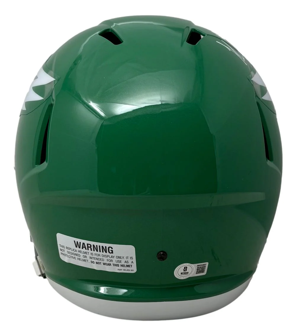 Jihaad Campbell Signed Eagles Full Size Kelly Green Replica Speed Helmet BAS - Image 3