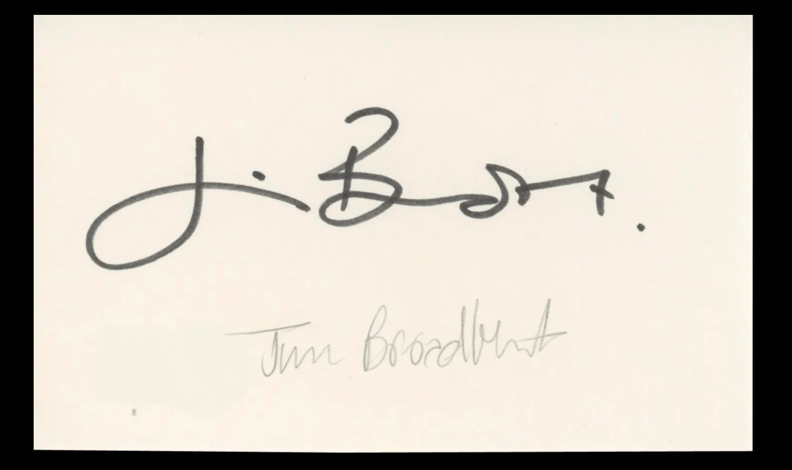 Jim Broadbent Life is Sweet Authentic Signed 3x5 Index Card BAS #BT02478 - Image 2