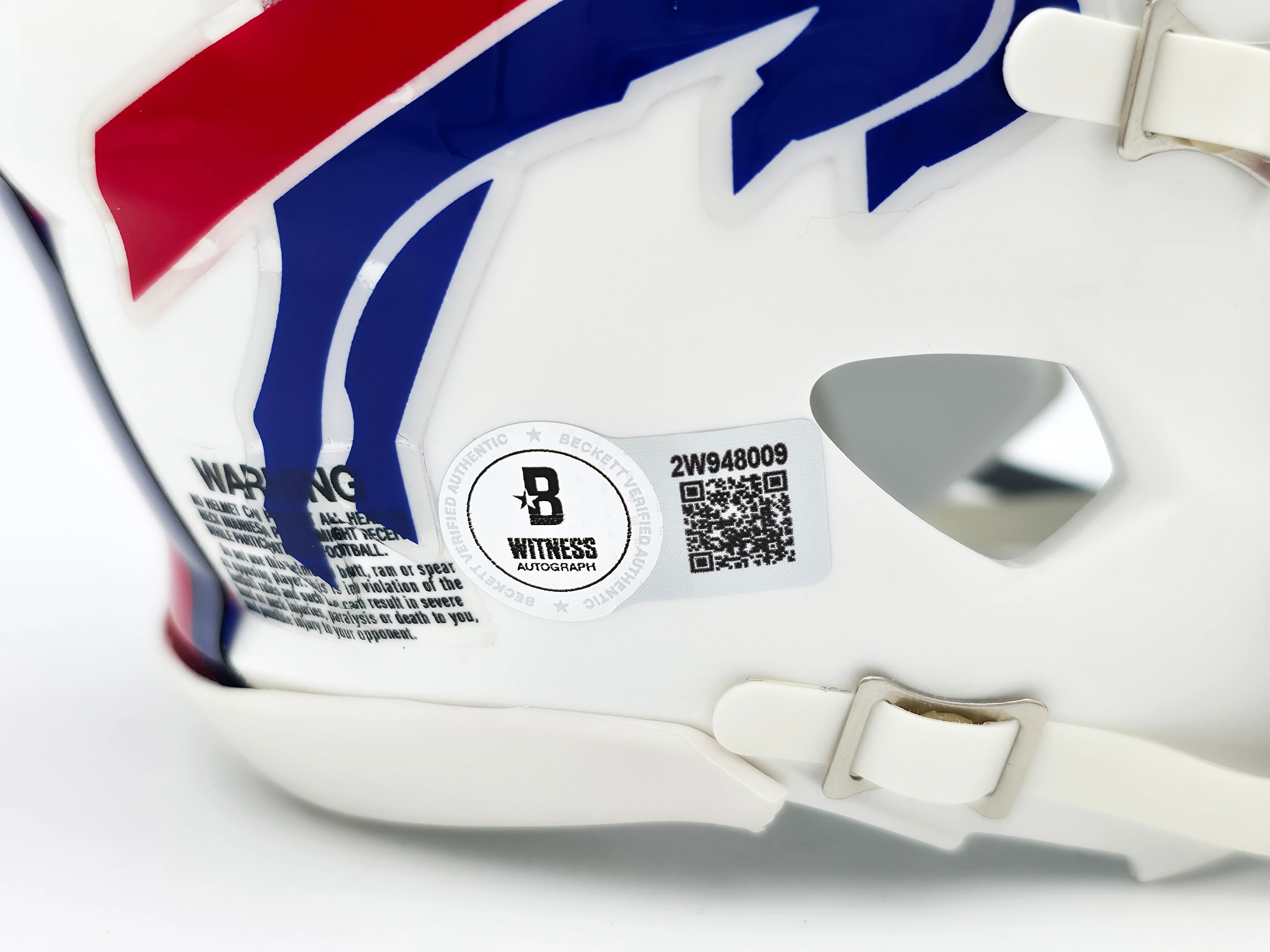 Jim Kelly Autographed Buffalo Bills 2011-20 Throwback White Speed Mini Helmet Beckett BAS Witness Stock #241392 - Image 5