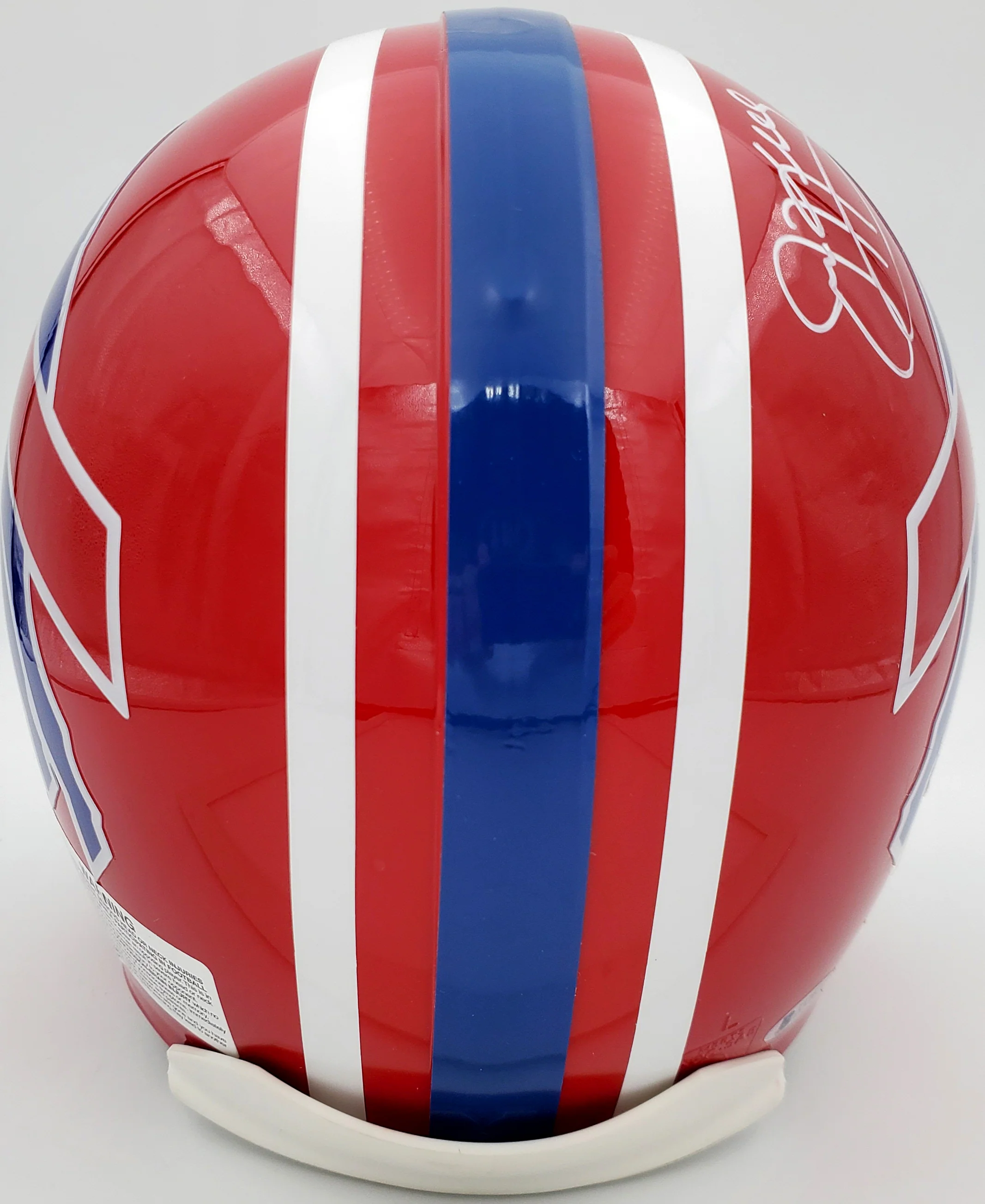 Buffalo Bills Team Greats Autographed Authentic Proline Full Size Red Helmet With 3 Signatures Including Jim Kelly, Thurman Thomas & Andre Reed Beckett BAS Stock #185862 - Image 5