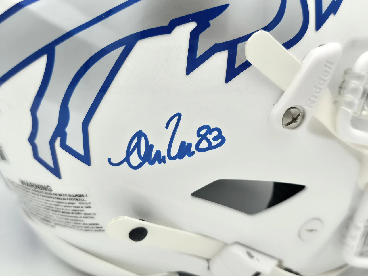 Jim Kelly, Thurman Thomas & Andre Reed Autographed Buffalo Bills Rivalries White Full Size Authentic Hyper Speed Flex Helmet Beckett BAS Witness Stock #256868 - Image 4