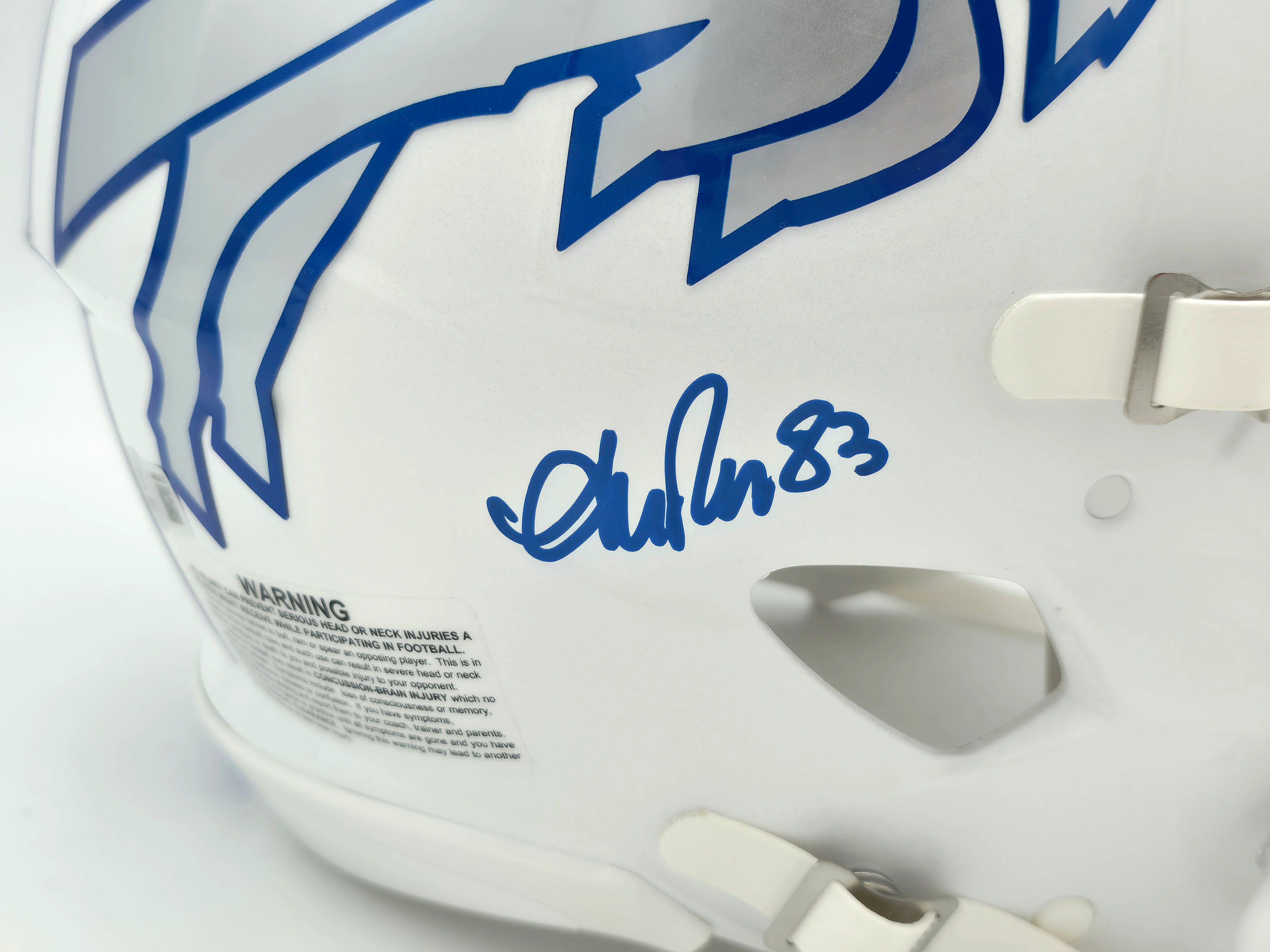 Jim Kelly, Thurman Thomas & Andre Reed Autographed Buffalo Bills Rivalries White Full Size Authentic Speed Helmet Beckett BAS Witness Stock #256870 - Image 4