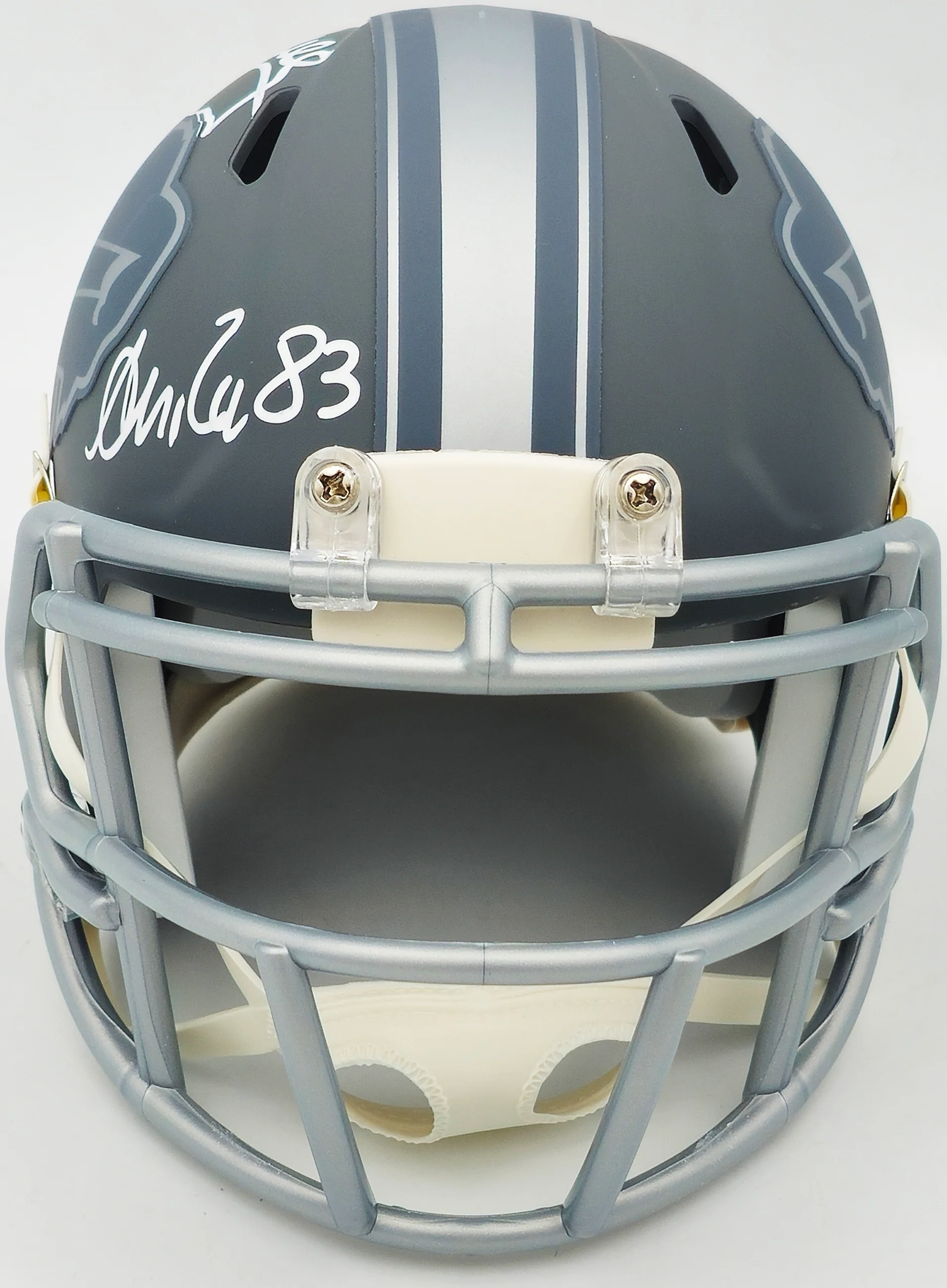 Jim Kelly, Thurman Thomas & Andre Reed Autographed Buffalo Bills Team Greats Slate Gray Speed Mini Helmet Beckett BAS Witness Stock #236173 - Image 5