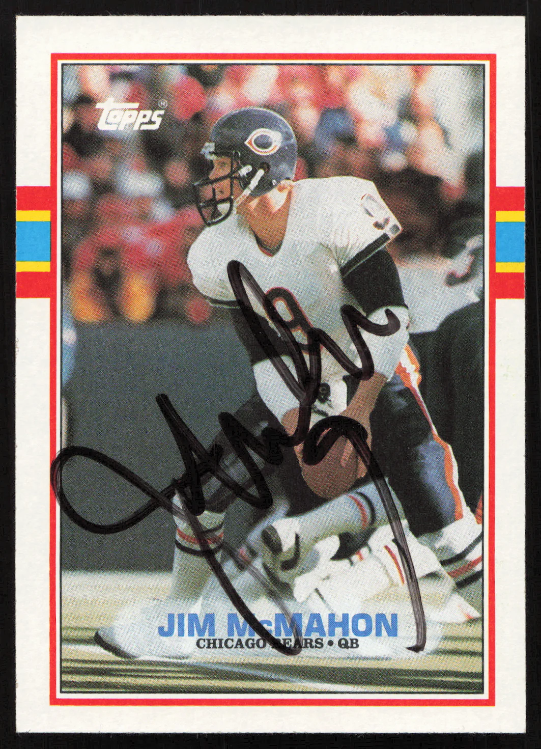 Jim McMahon Autographed 1989 Topps Card #62 Chicago Bears SKU #259294