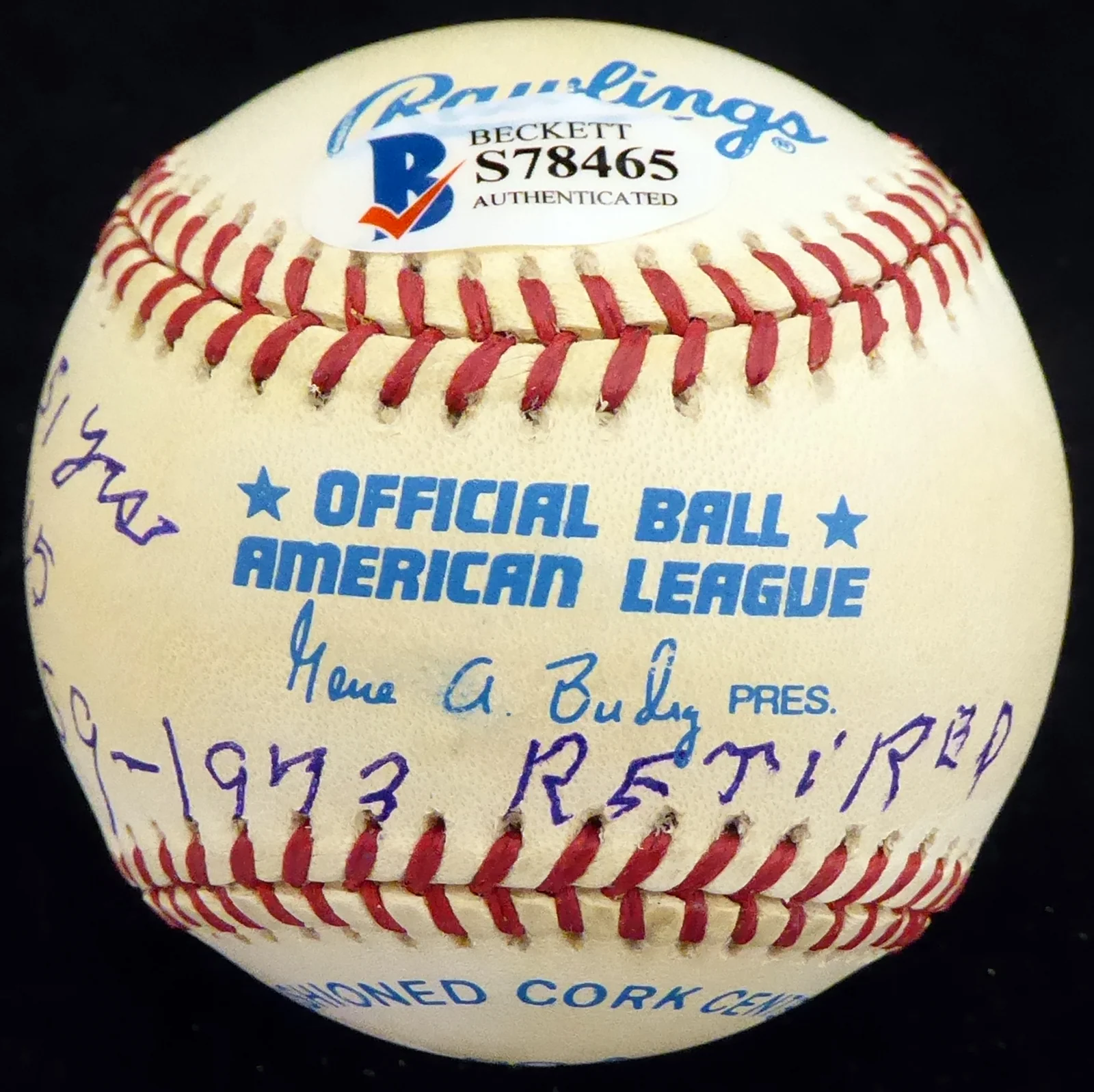 Jim Turner Autographed Official AL Baseball Brooklyn Dodgers, New York Yankees "1923-51 Yrs NY 1942-45 NY 1949-59-1973 Retired" Beckett BAS #S78465 - Image 3