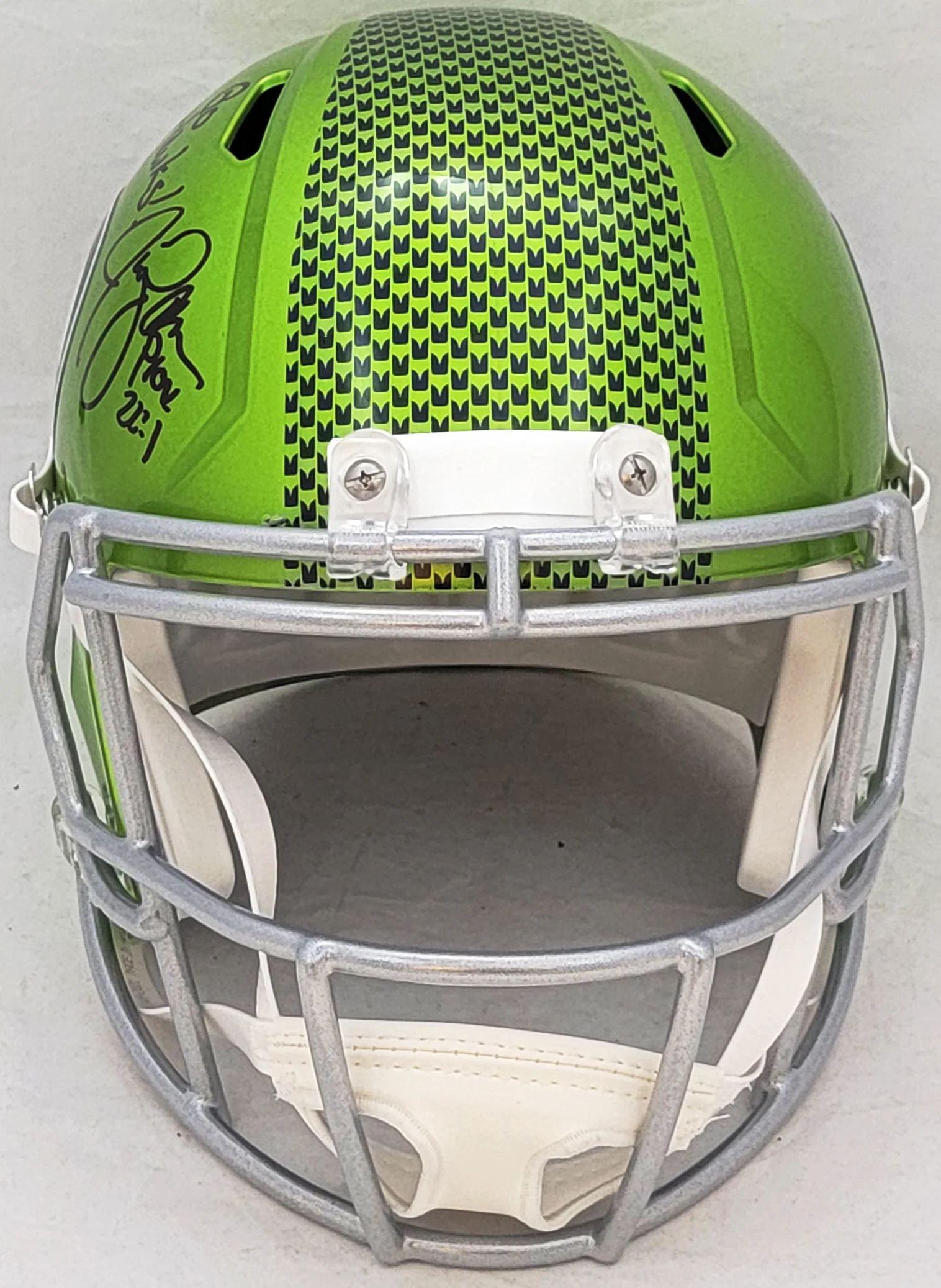 Jim Zorn Autographed Seattle Seahawks Flash Green Full Size Replica Speed Helmet "Go Hawks!" MCS Holo Stock #210462 - Image 3