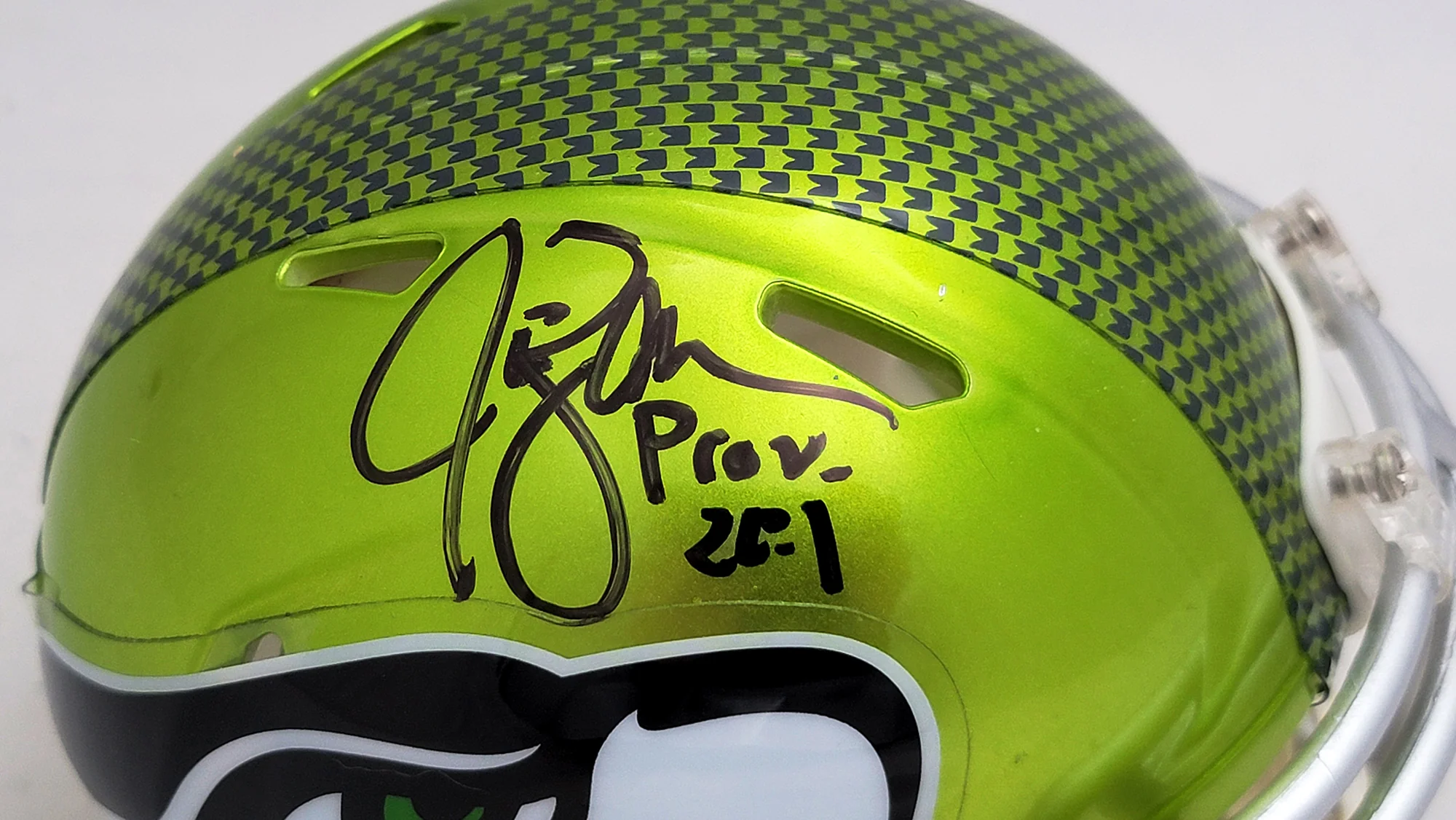 Jim Zorn Autographed Seattle Seahawks Flash Green Speed Mini Helmet MCS Holo Stock #211074 - Image 2
