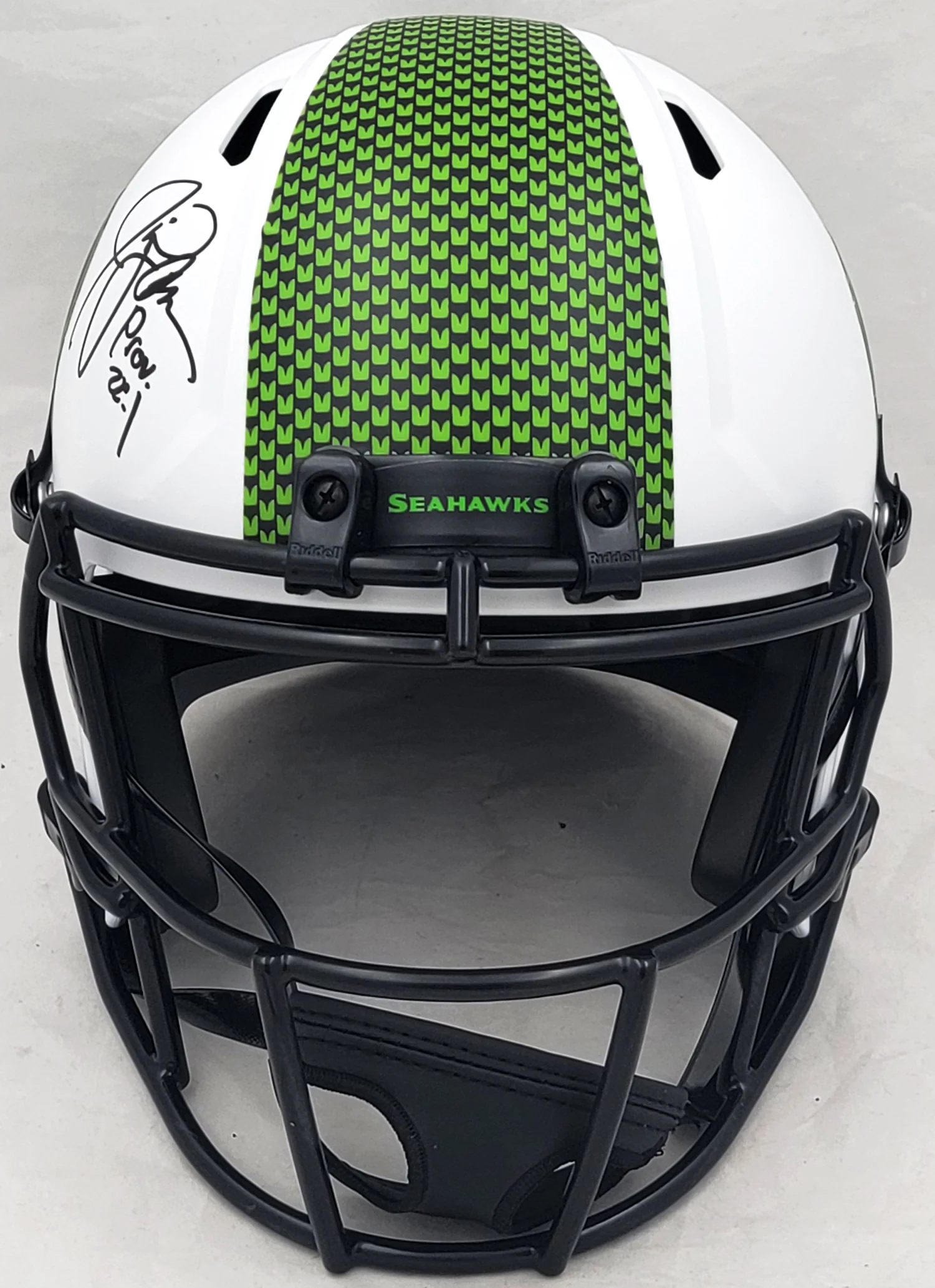 Jim Zorn Autographed Seattle Seahawks Lunar Eclipse White Full Size Replica Speed Helmet MCS Holo Stock #210463 - Image 5