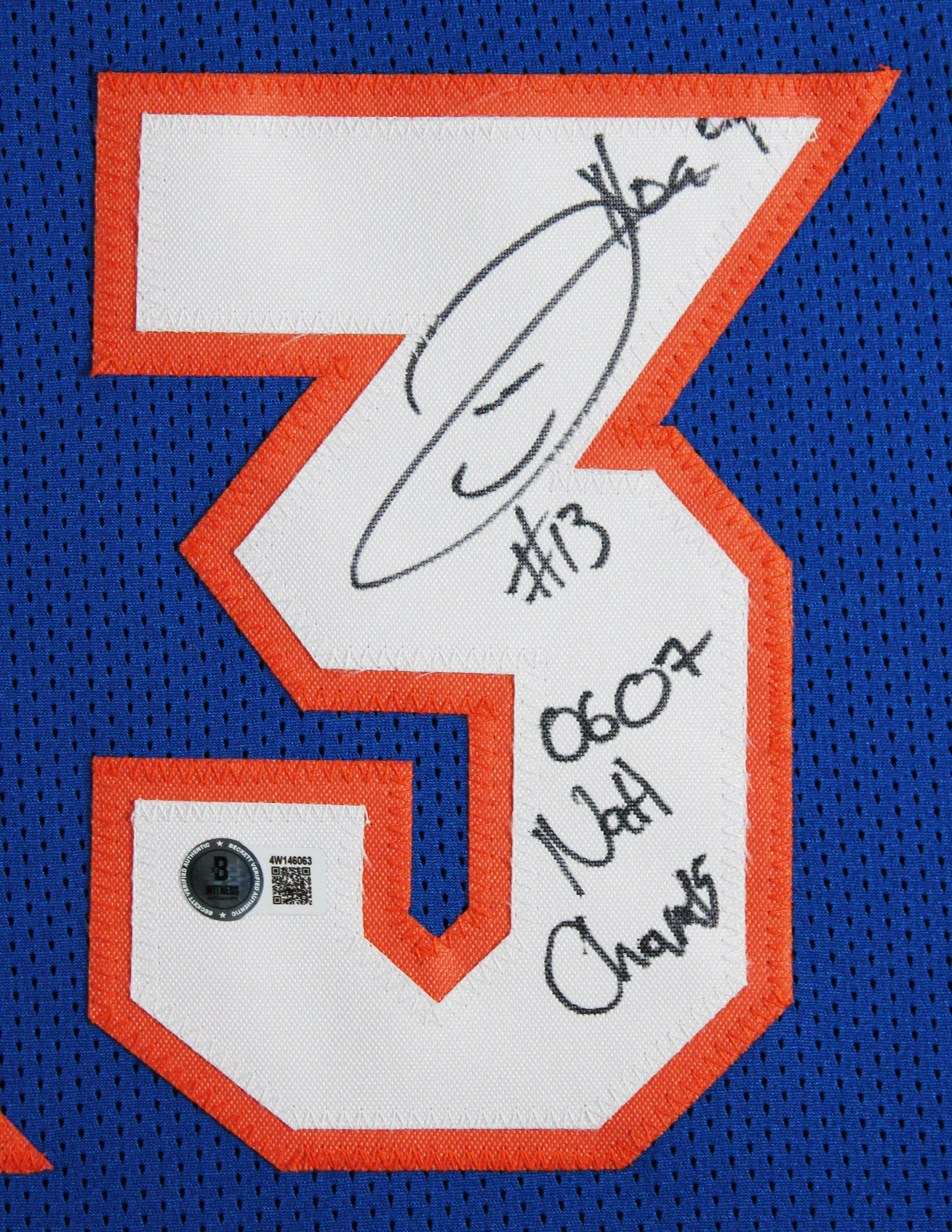 Joakim Noah "06 & 07 Nat'l Champs" Signed Blue Pro Style Framed Jersey BAS Wit - Image 3