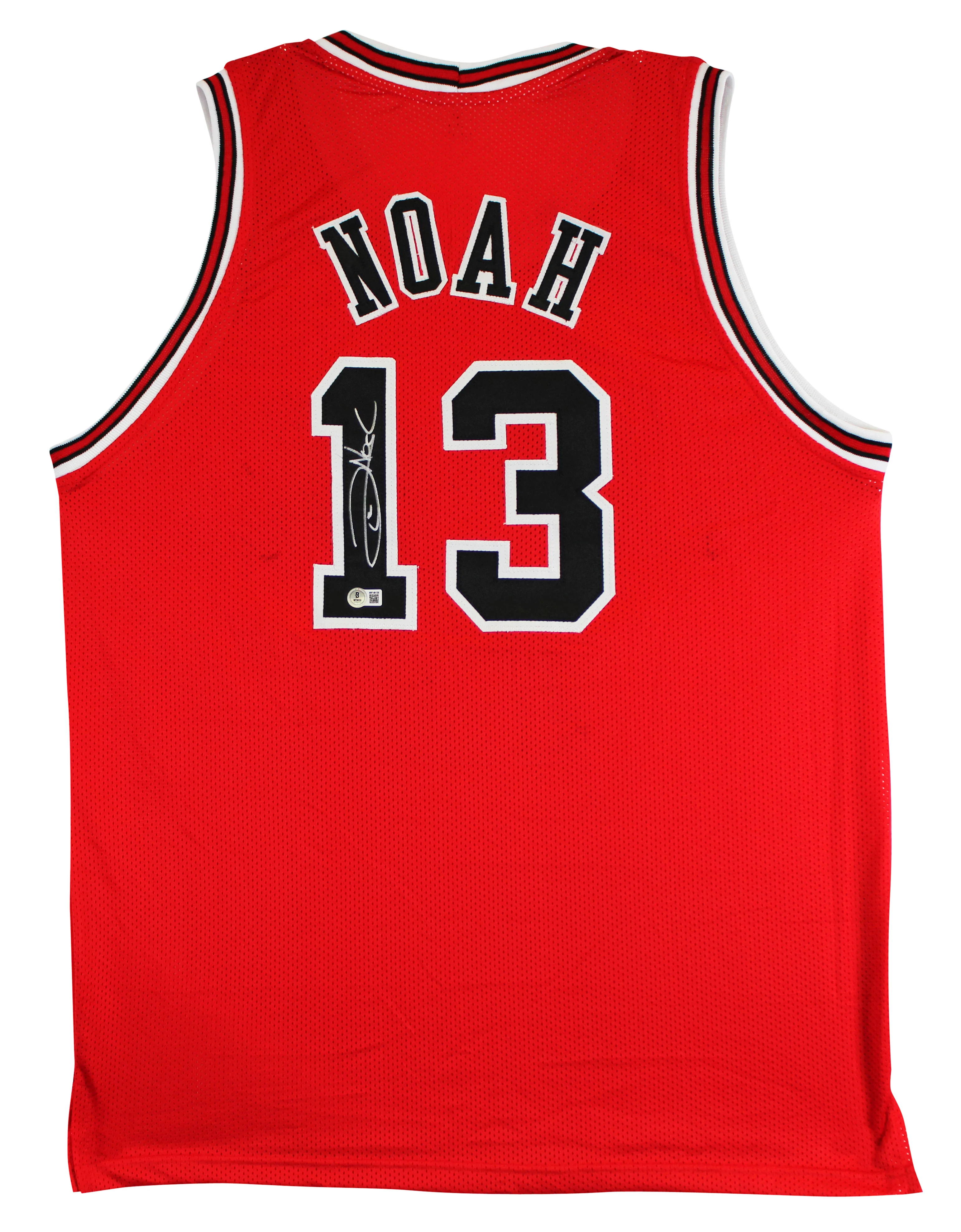 Joakim Noah Authentic Signed Red Pro Style Jersey Autographed BAS Witnessed - Image 2