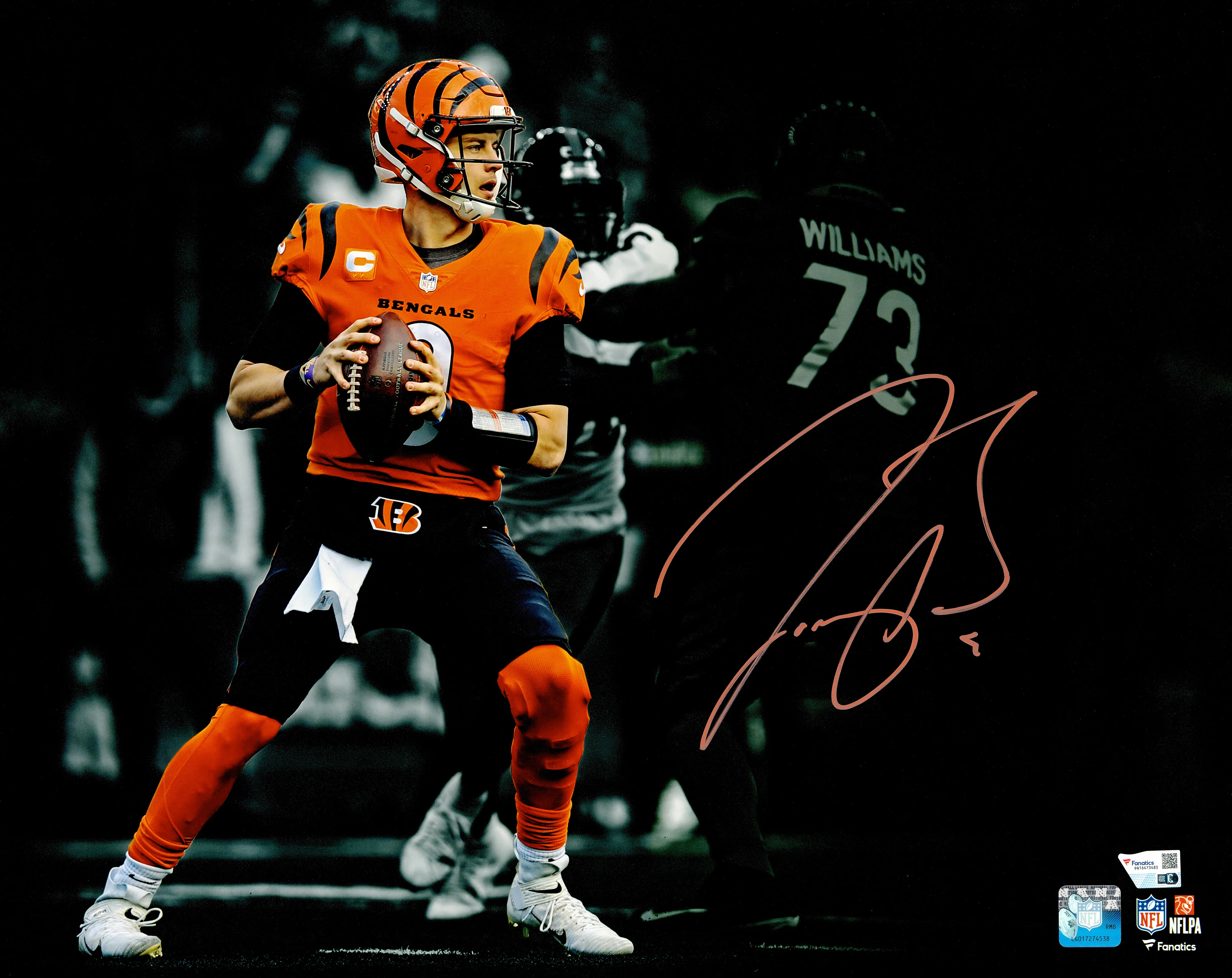 Joe Burrow Autographed Framed 16x20 Photo Cincinnati Bengals Spotlight Fanatics Holo Stock #253345 - Image 2