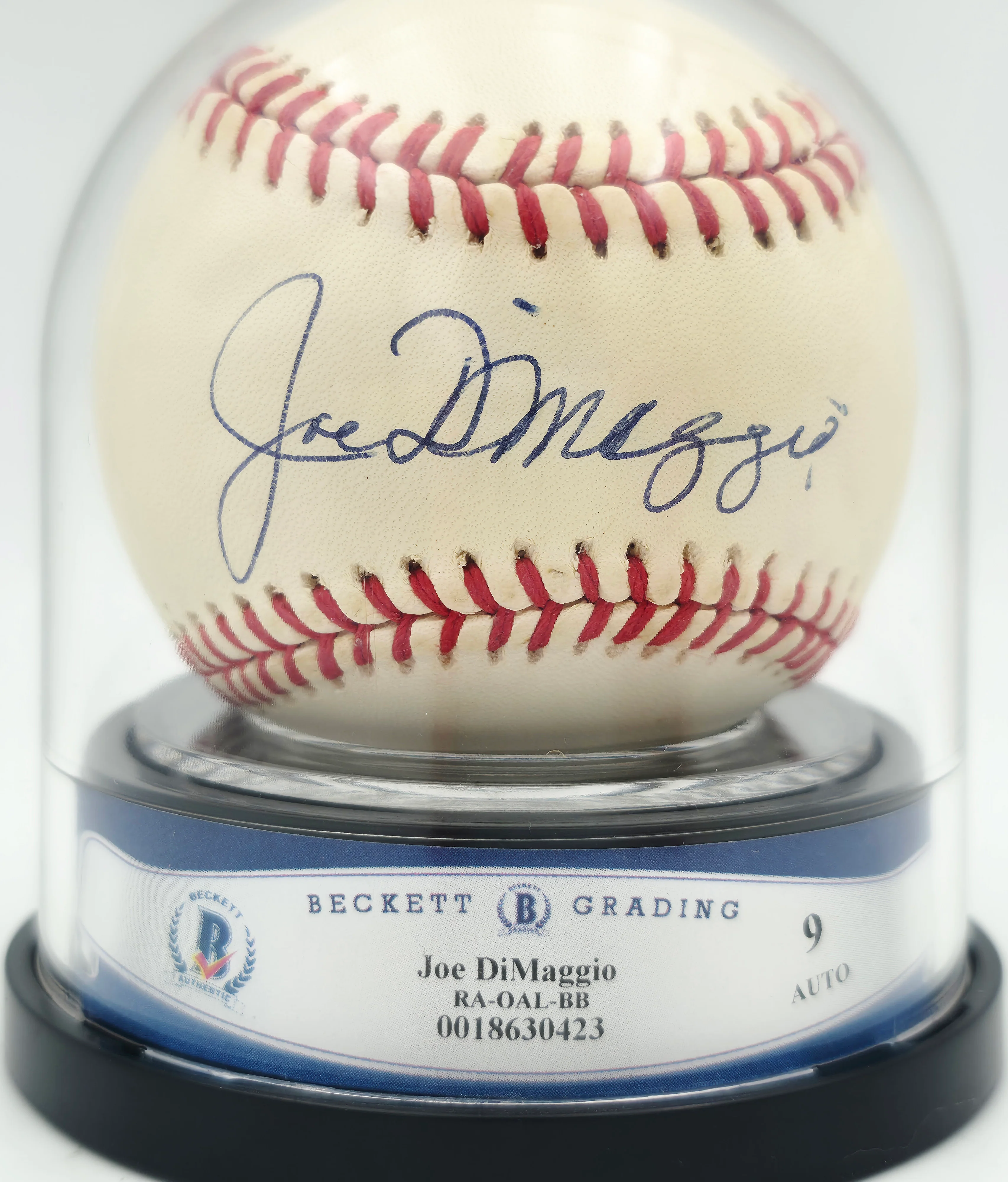 Joe DiMaggio Autographed Official AL Baseball New York Yankees Auto Grade Mint 9 Beckett BAS #18630423 - Image 2