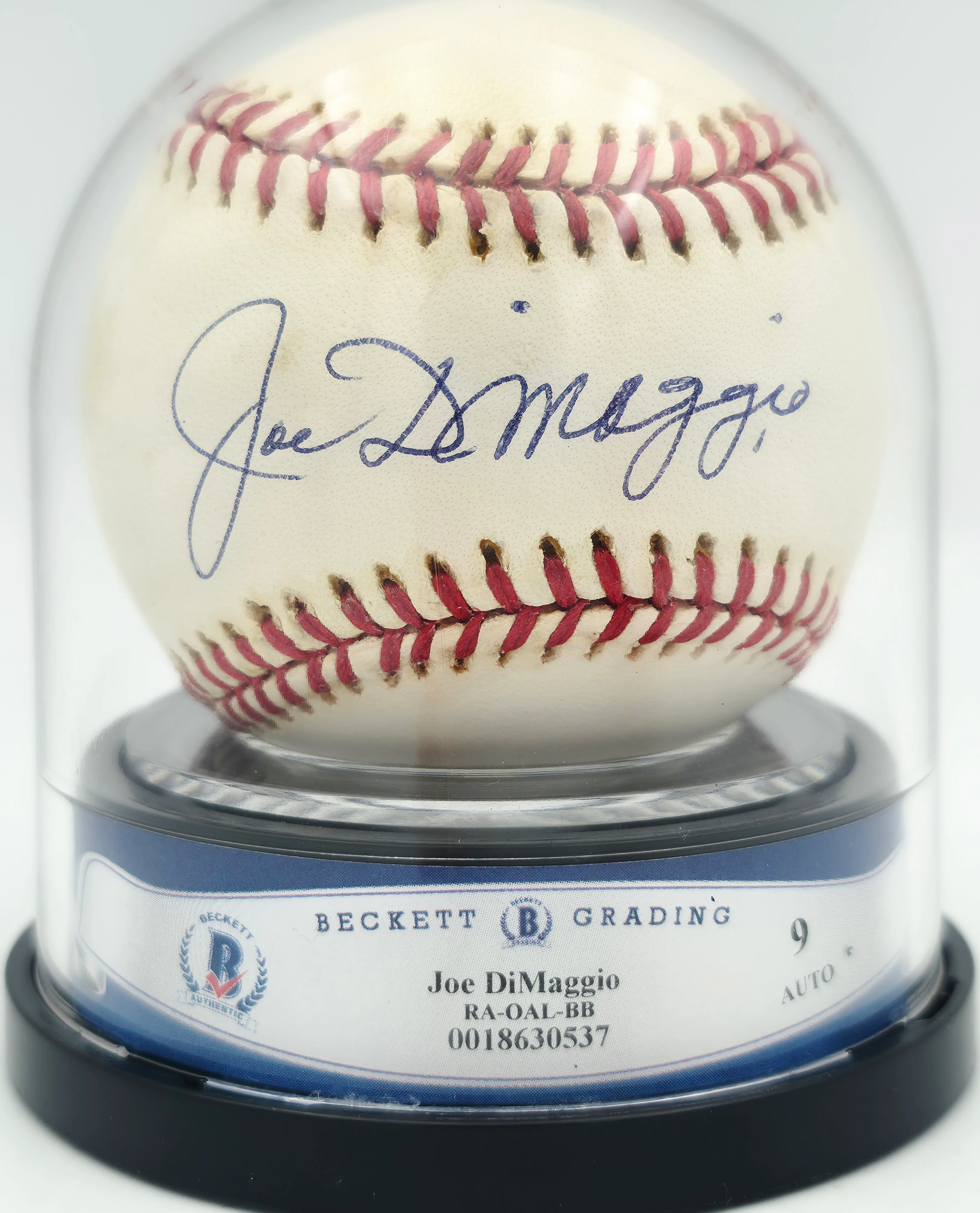 Joe DiMaggio Autographed Official AL Baseball New York Yankees Auto Grade Mint 9 Beckett BAS #18630537 - Image 2