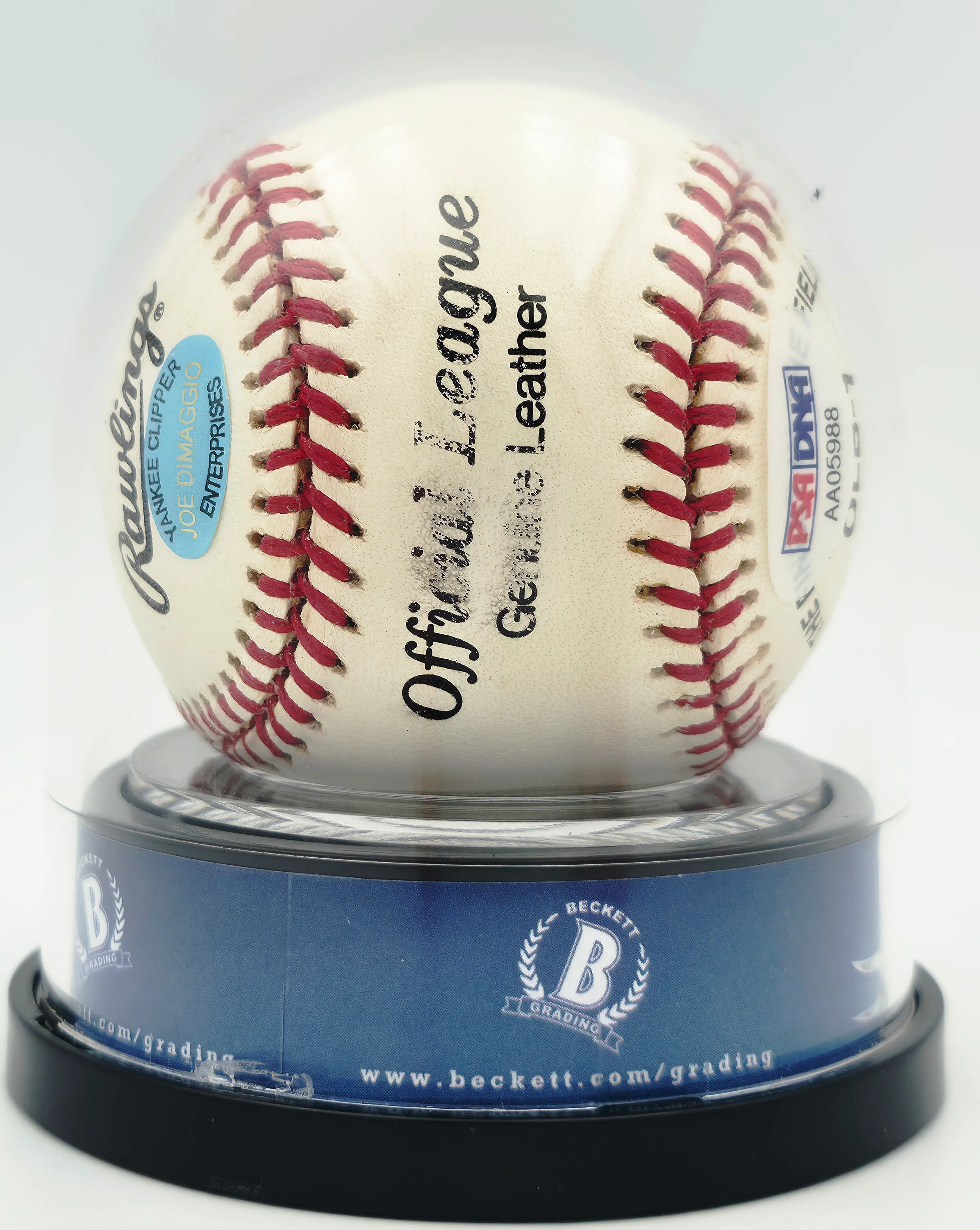 Joe DiMaggio Autographed Official Logo League Baseball New York Yankees Auto Grade Mint 9 Beckett BAS #19815352 - Image 3