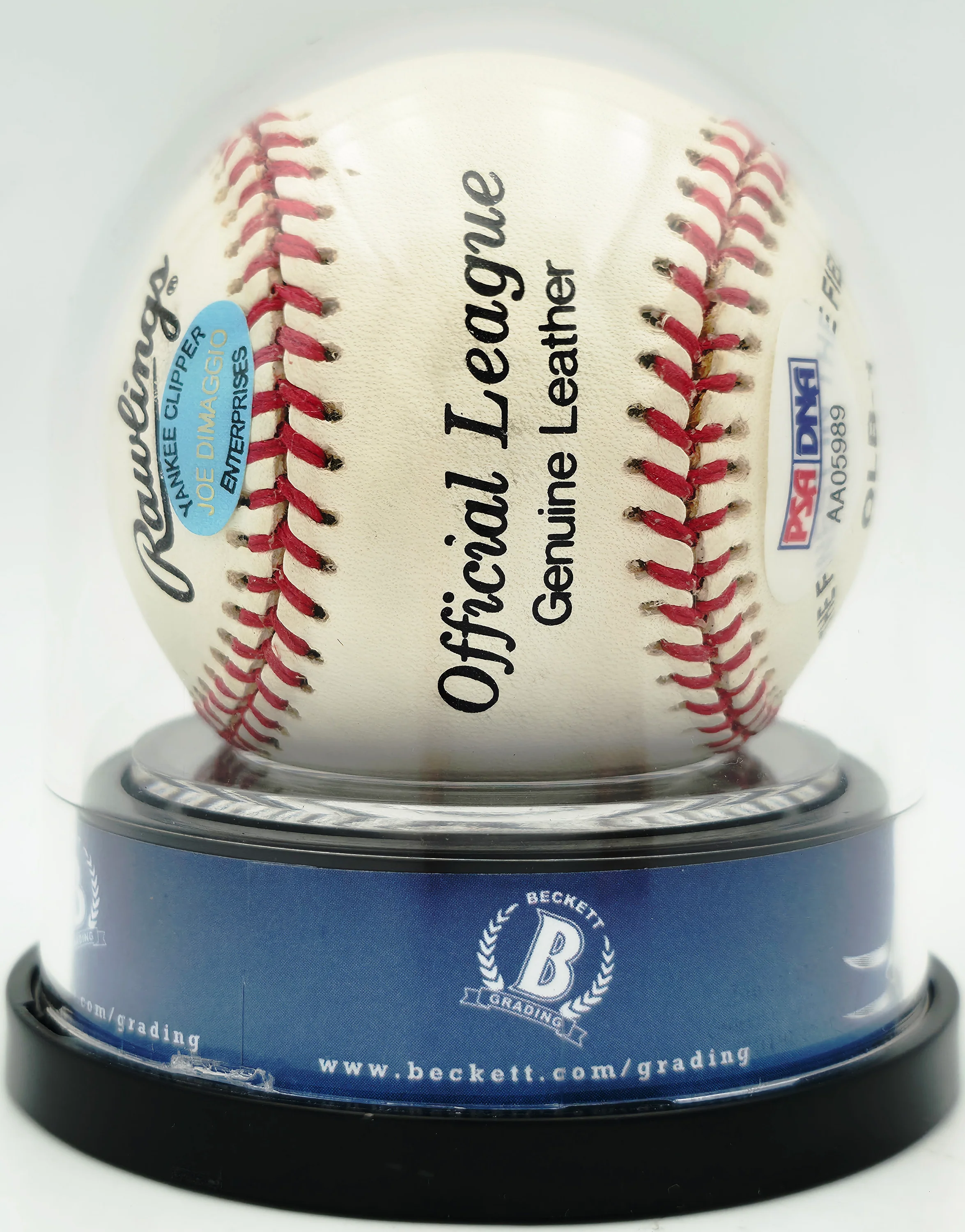 Joe DiMaggio Autographed Official Logo League Baseball New York Yankees Auto Grade Mint 9 Beckett BAS #19815353 - Image 2