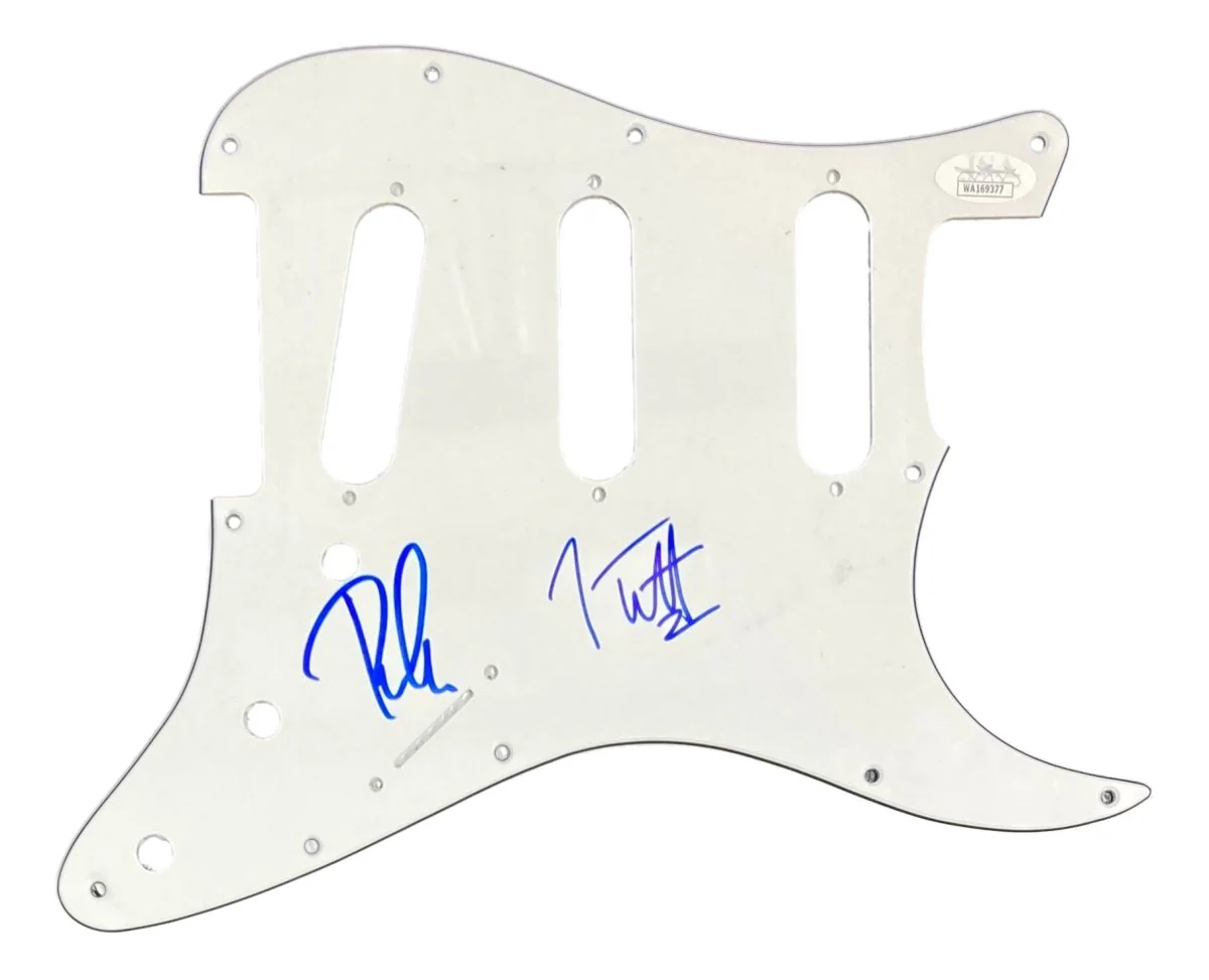 Joe Elliott Phil Collen Def Leppard Signed White Guitar Pick Guard JSA ITP - Image 6