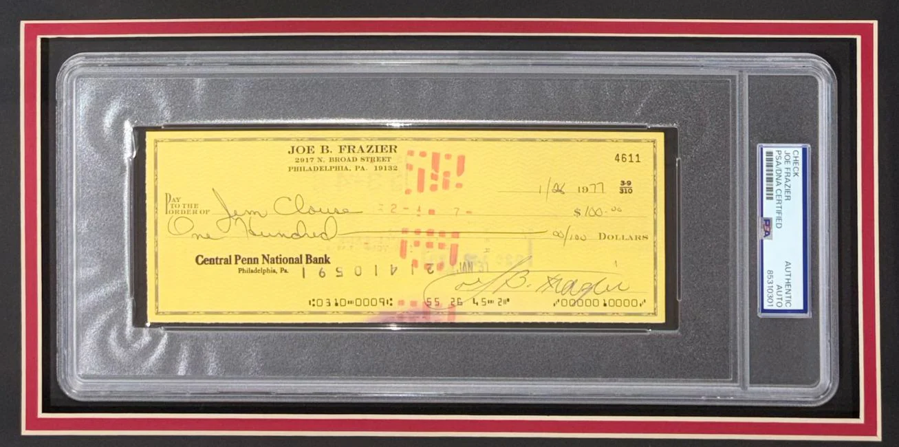 Joe Frazier Boxing Signed Framed Slabbed Bank Check #4611 PSA/DNA - Image 2