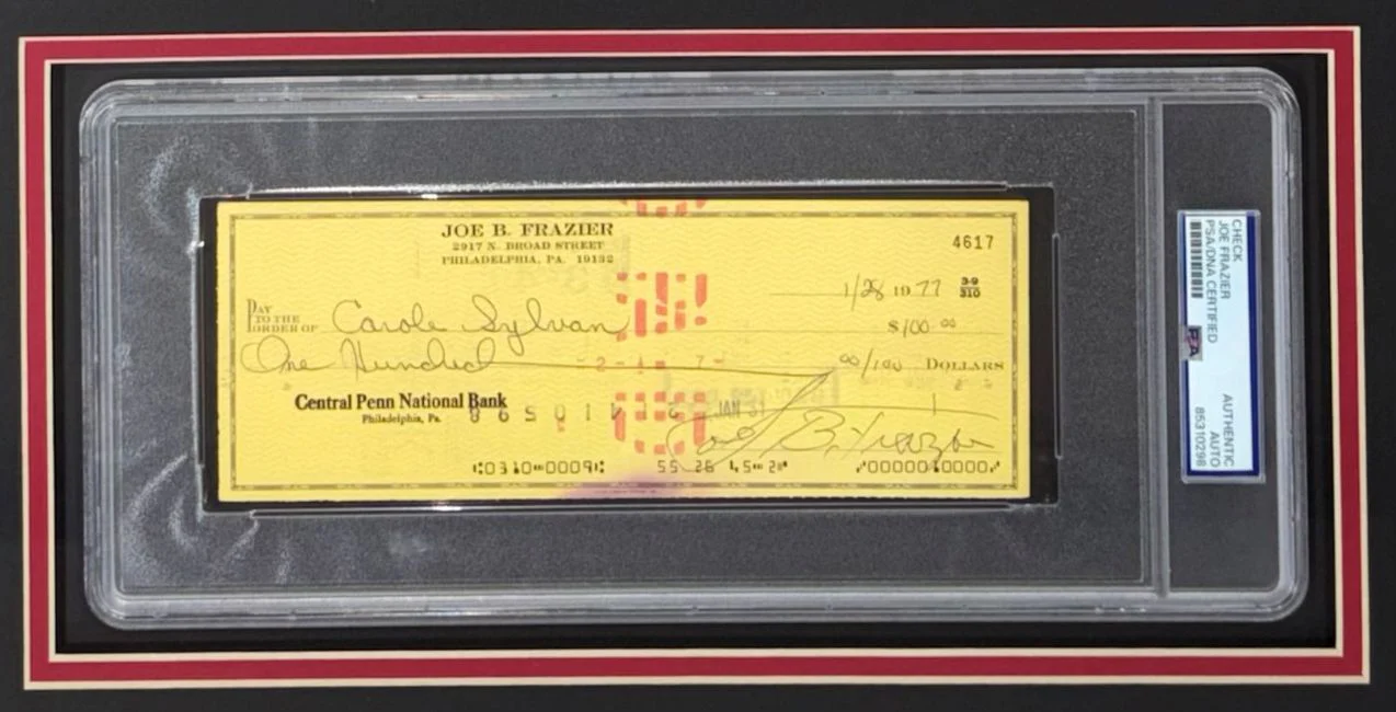 Joe Frazier Boxing Signed Framed Slabbed Bank Check #4617 PSA/DNA - Image 2