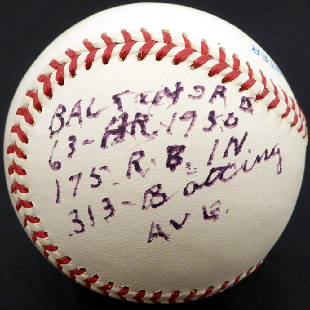 Joe Hauser Autographed Official AL Baseball Baltimore Orioles, Oakland A's "HR, RBI & Batting AVG" Beckett BAS #F29093 - Image 3