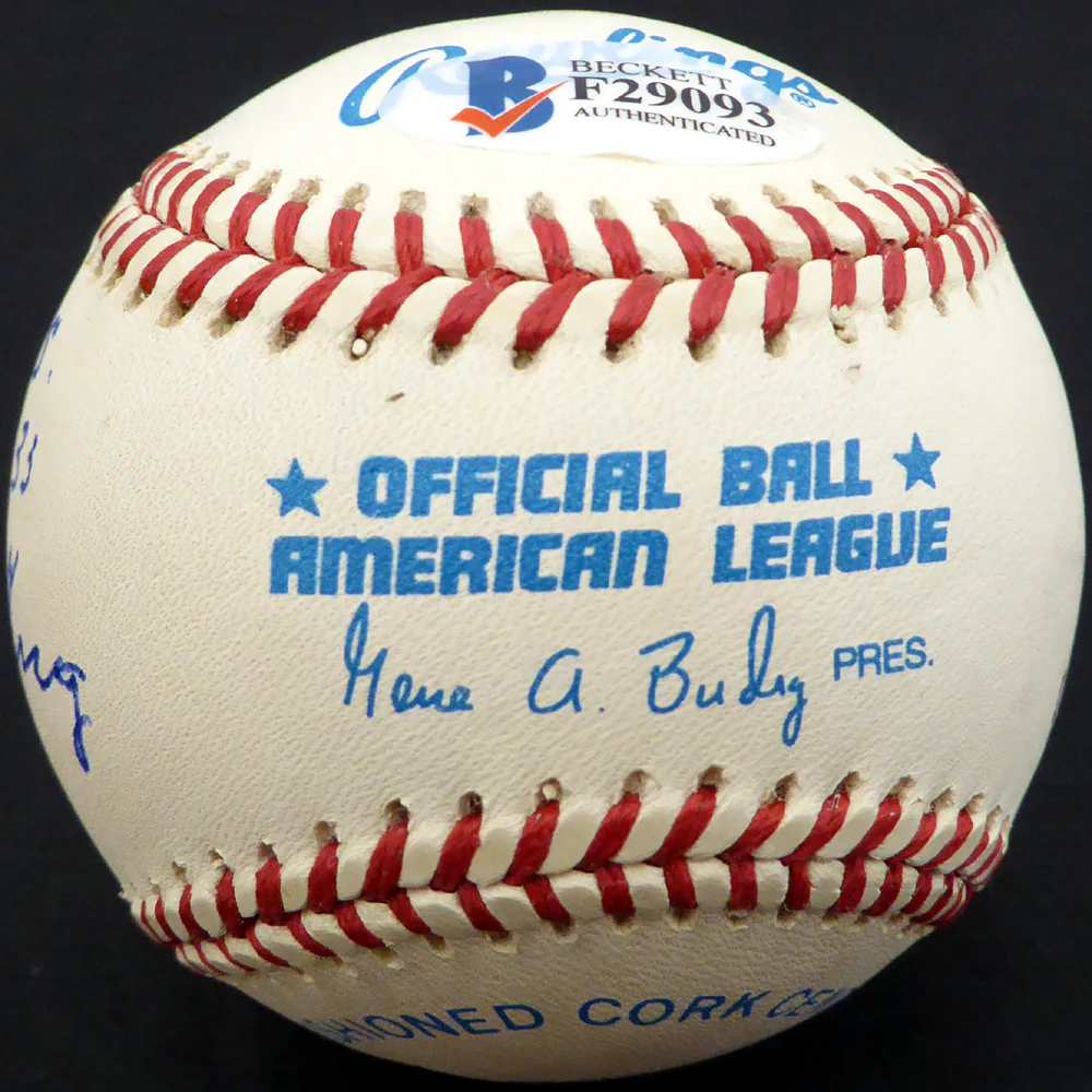 Joe Hauser Autographed Official AL Baseball Baltimore Orioles, Oakland A's "HR, RBI & Batting AVG" Beckett BAS #F29093 - Image 4