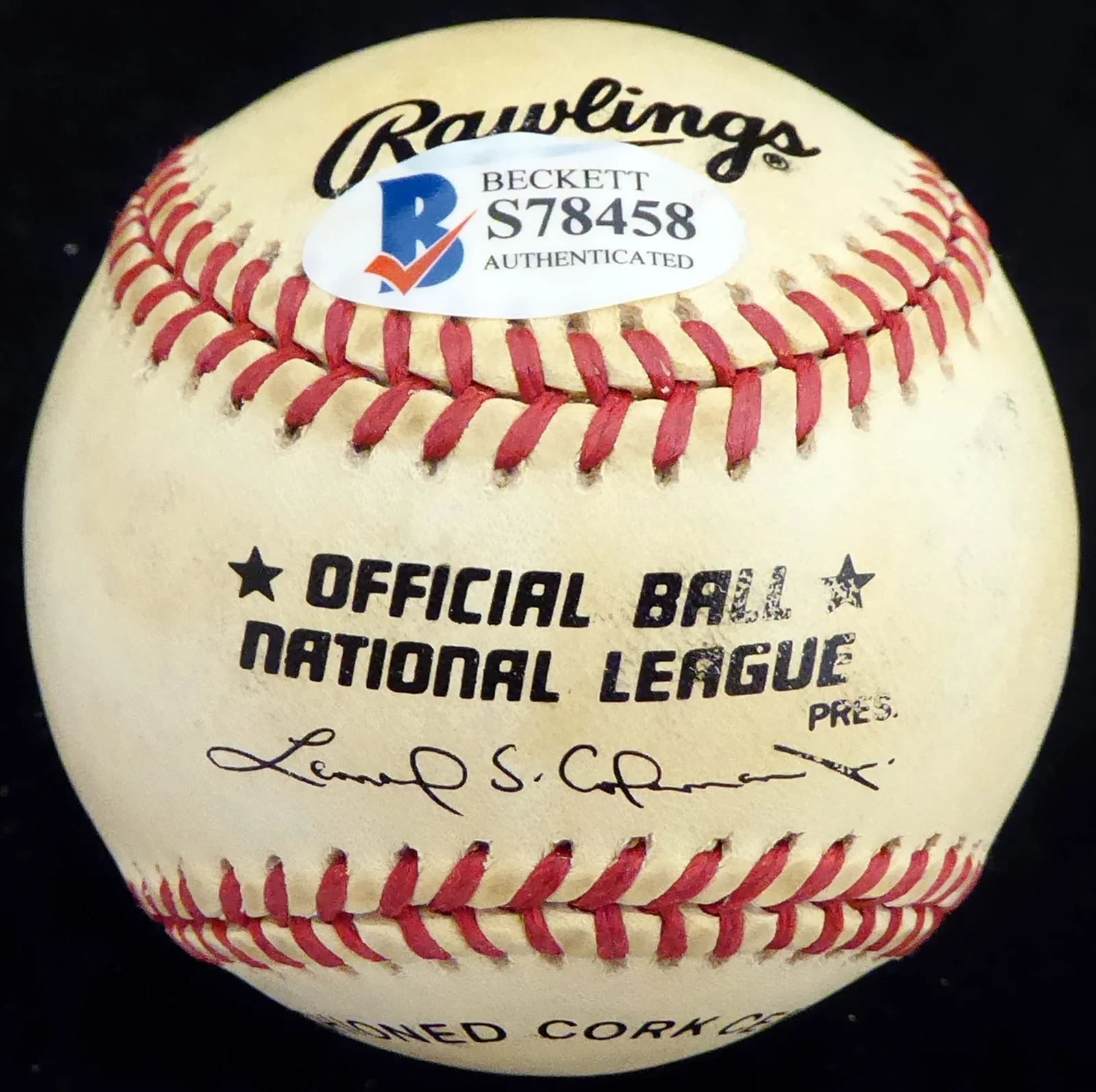 Joe Jay Autographed Official NL Baseball Cincinnati Reds Beckett BAS #S78458 - Image 2