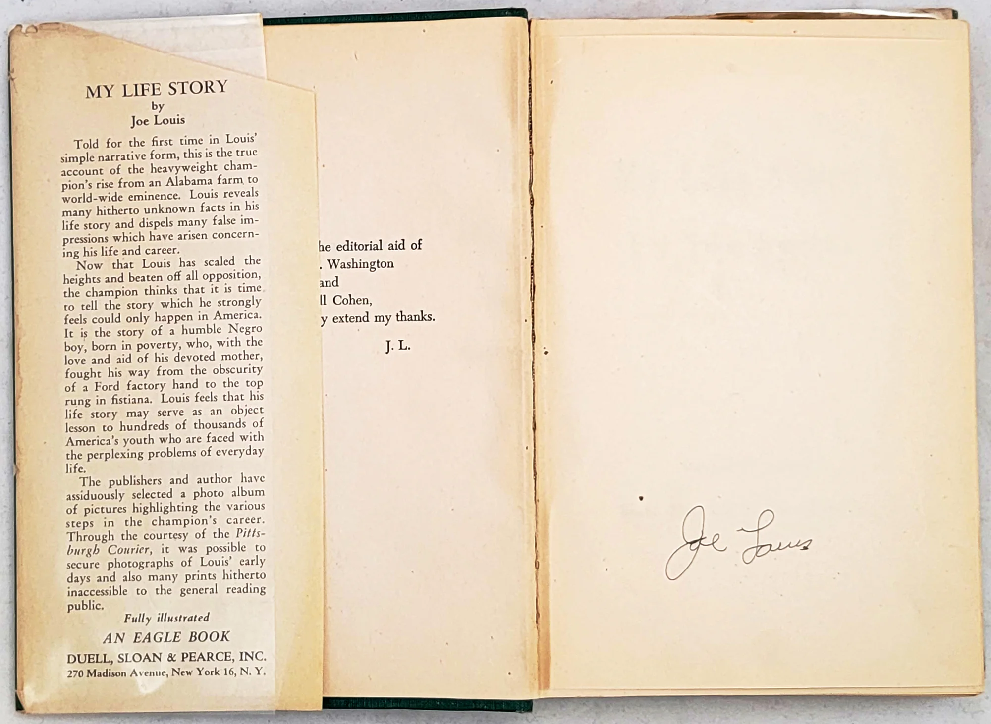 Joe Louis Autographed My Life Story Autobiography Book Heavyweight Champion JSA #YY00341 - Image 2