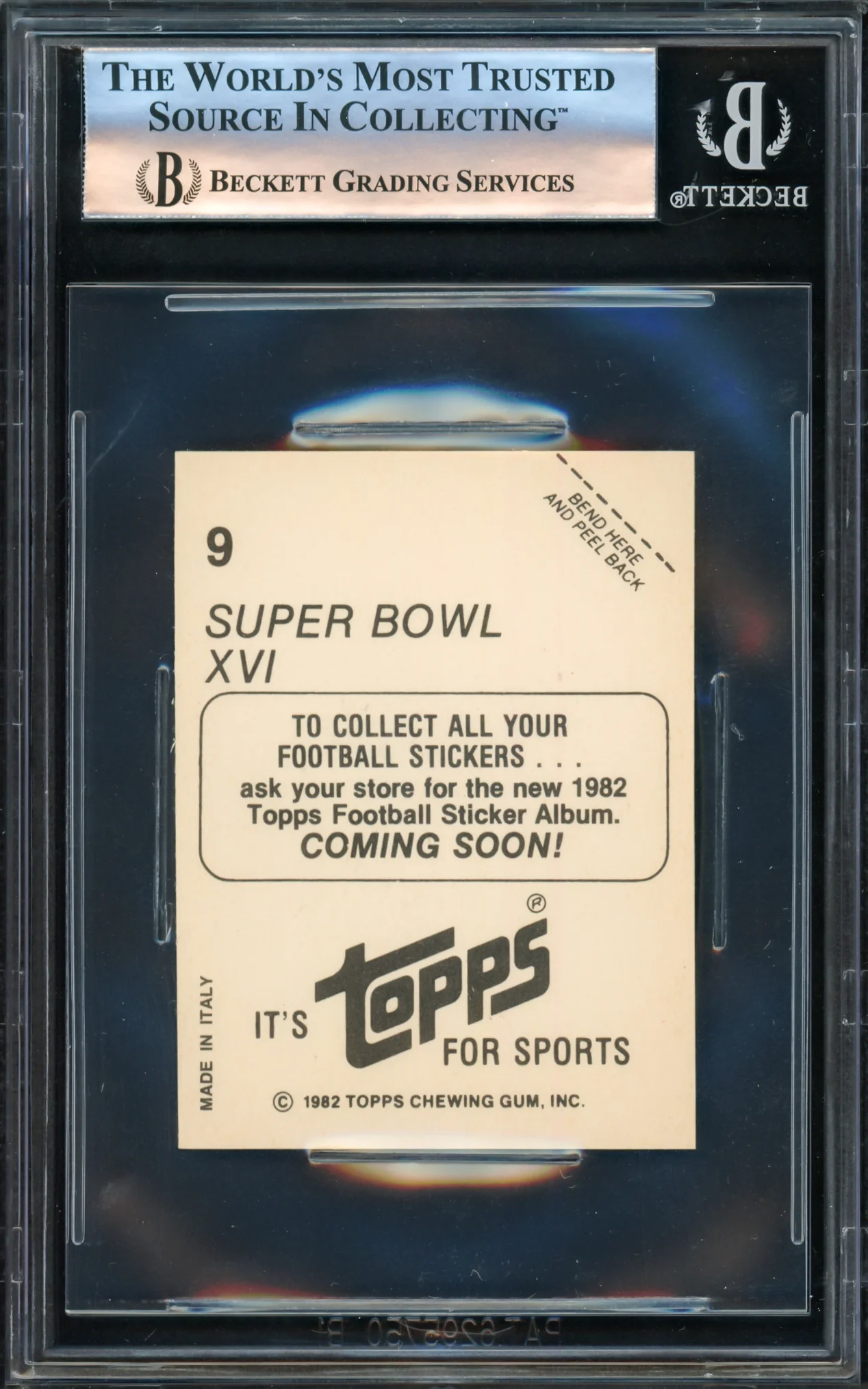 Joe Montana Autographed 1982 Topps Sticker Card #9 San Francisco 49ers Beckett BAS #16176658 - Image 2