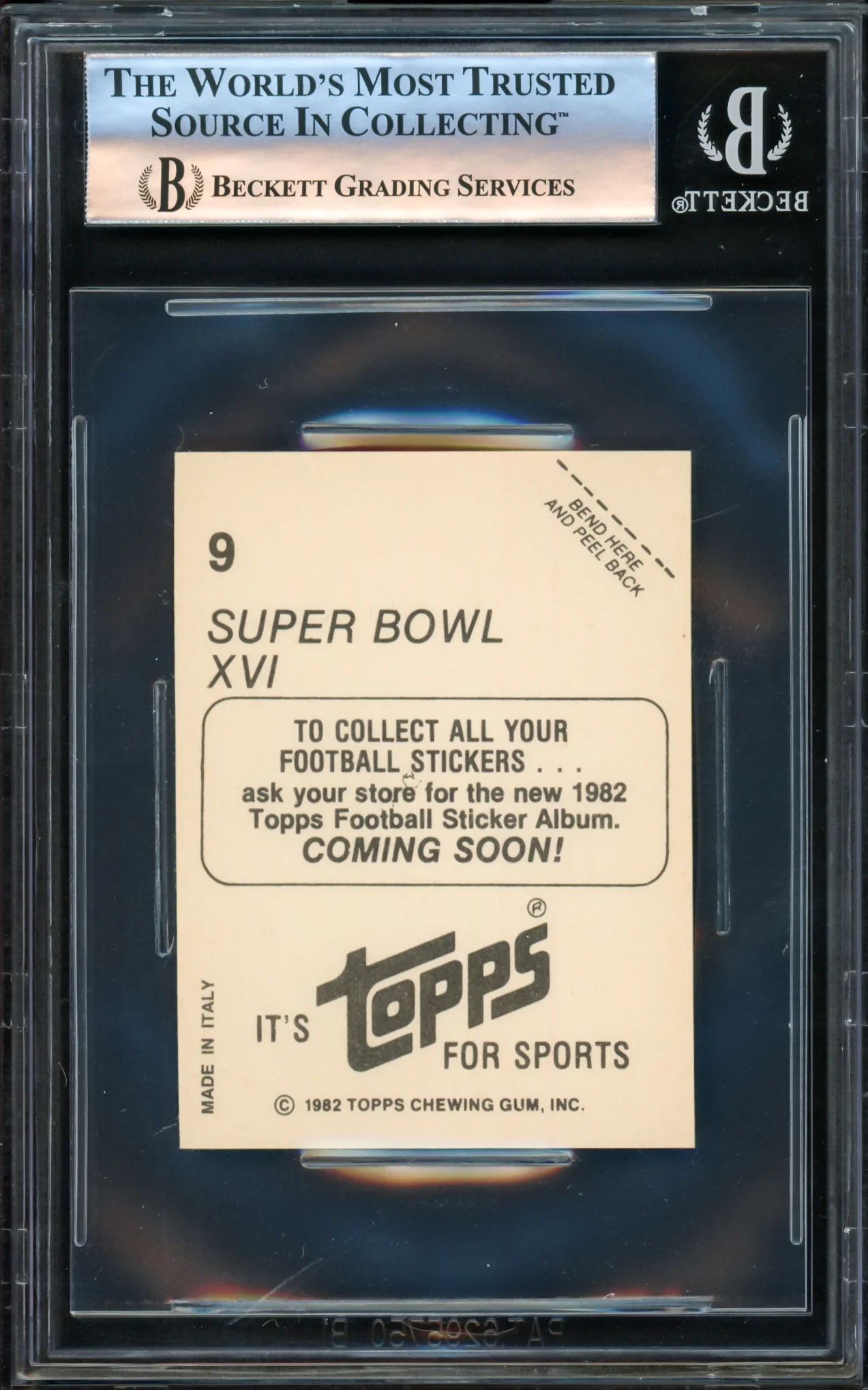 Joe Montana Autographed 1982 Topps Sticker Card #9 San Francisco 49ers Beckett BAS #16176660 - Image 2