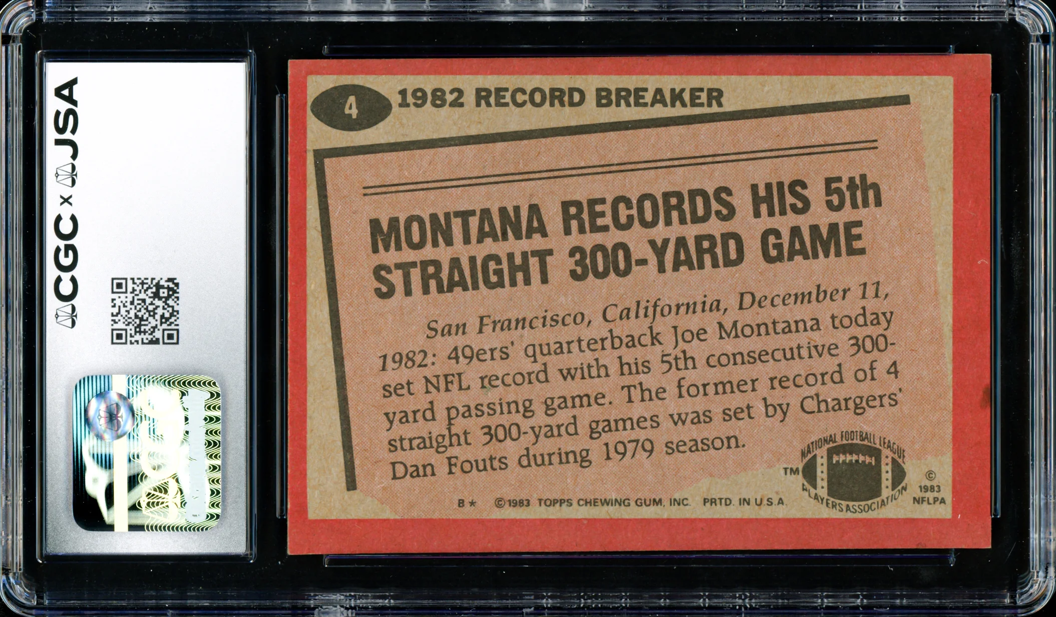 Joe Montana Autographed 1983 Topps Card #4 San Francisco 49ers CGC x JSA #6078164044 - Image 2