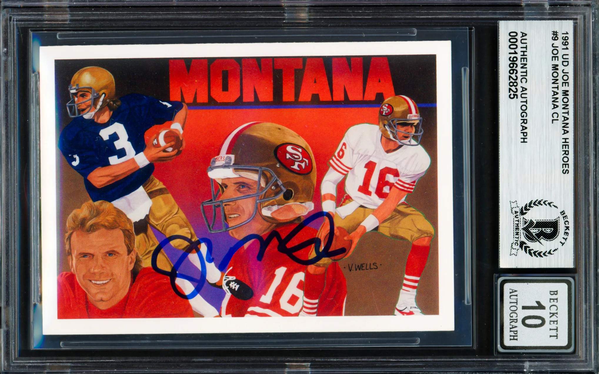 Joe Montana Autographed 1991 Upper Deck Heroes Card #9 San Francisco 49ers Auto Grade Gem Mint 10 Beckett BAS #19662825