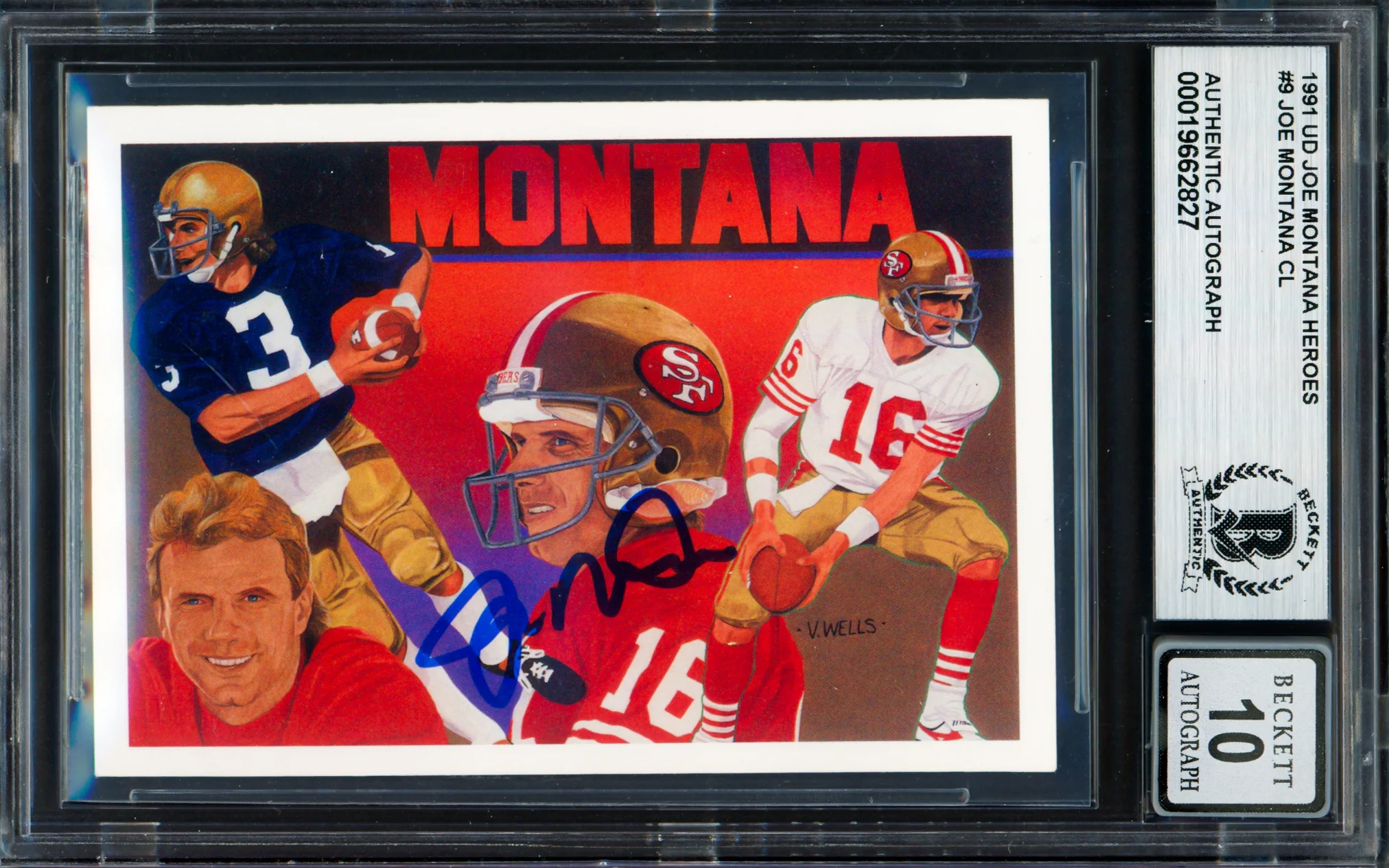 Joe Montana Autographed 1991 Upper Deck Heroes Card #9 San Francisco 49ers Auto Grade Gem Mint 10 Beckett BAS #19662827