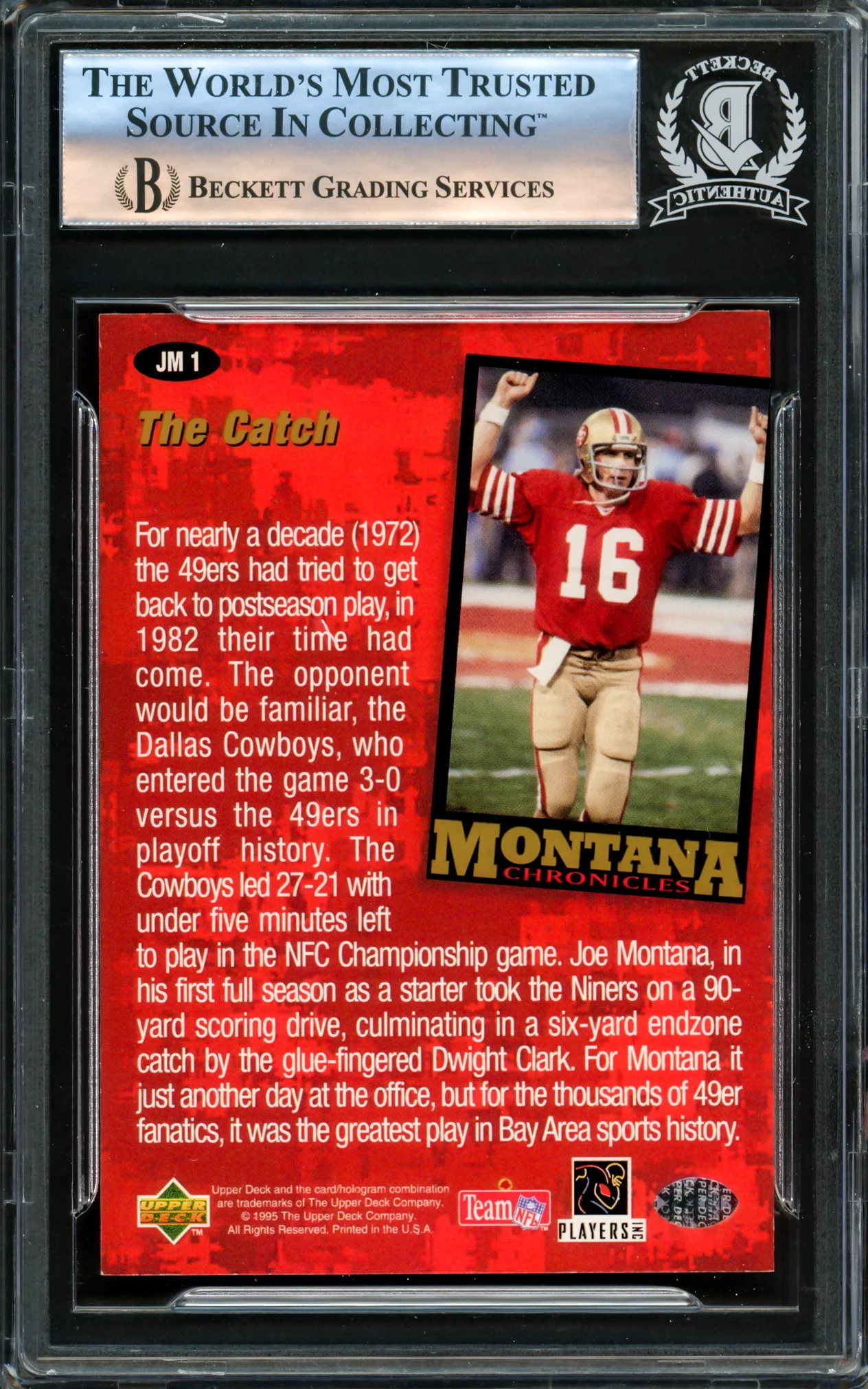Joe Montana Autographed 1995 Upper Deck Collectors Choice Card #JM1 San Francisco 49ers Beckett BAS #16176903 - Image 2