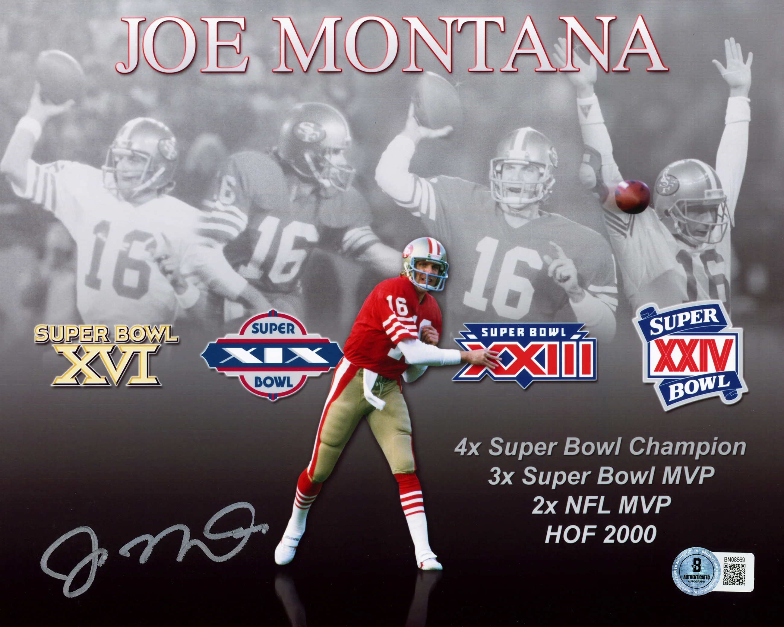Joe Montana Autographed Framed 8x10 Photo San Francisco 49ers Beckett BAS QR Stock #254280 - Image 2