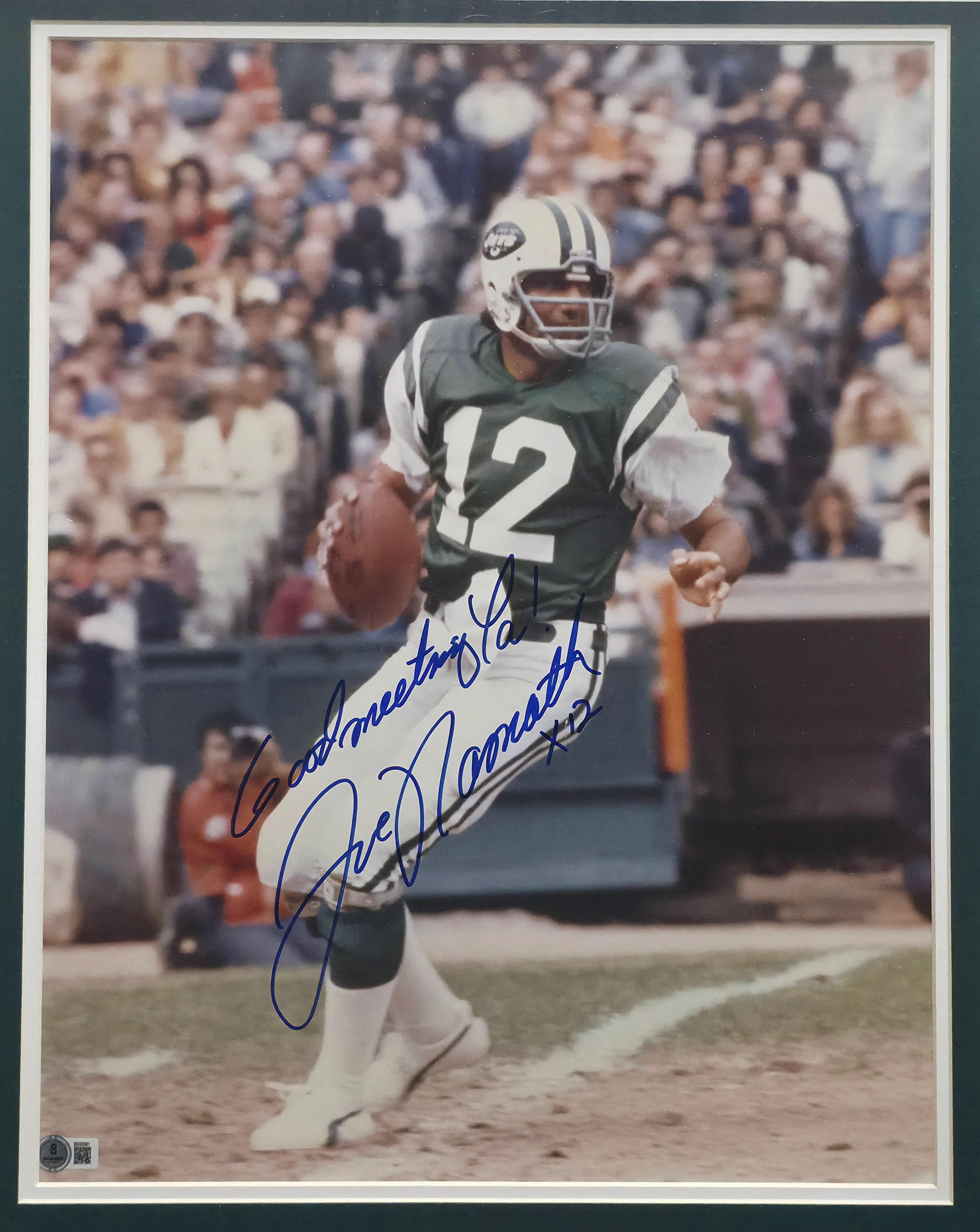 Joe Namath Autographed Framed 16x20 Photo New York Jets Beckett BAS QR #BS30381 - Image 2