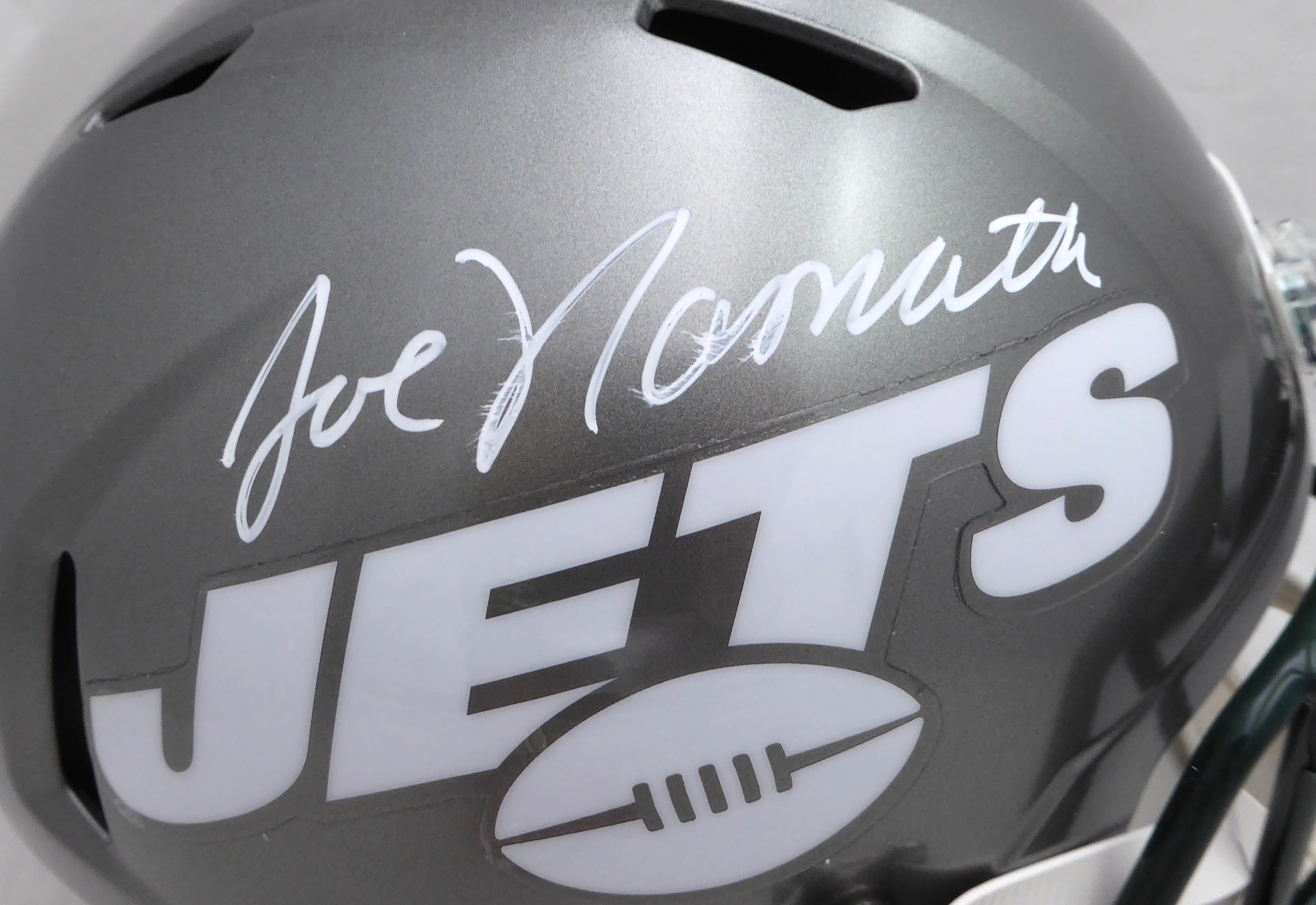 Joe Namath Autographed New York Jets Full Size Flash Speed Replica Helmet Beckett BAS QR #WI75062 - Image 2