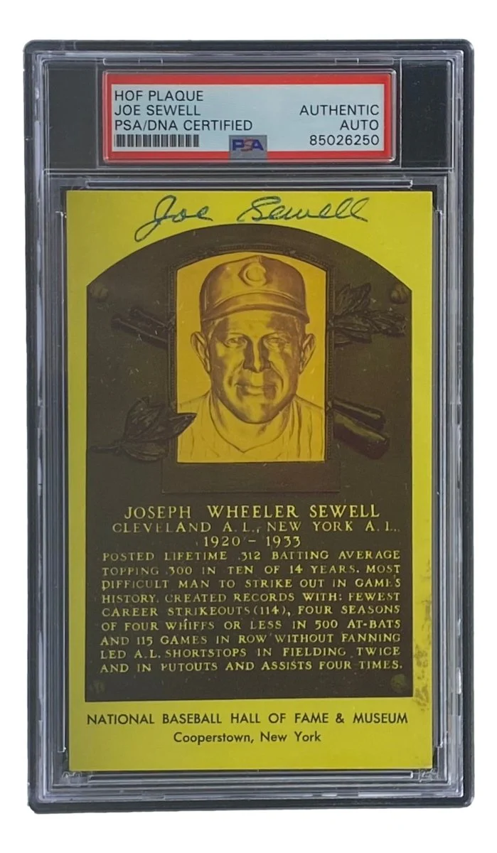 Joe Sewell Signed 4x6 Cleveland Hall Of Fame Plaque Card PSA/DNA 85026250 - Image 4