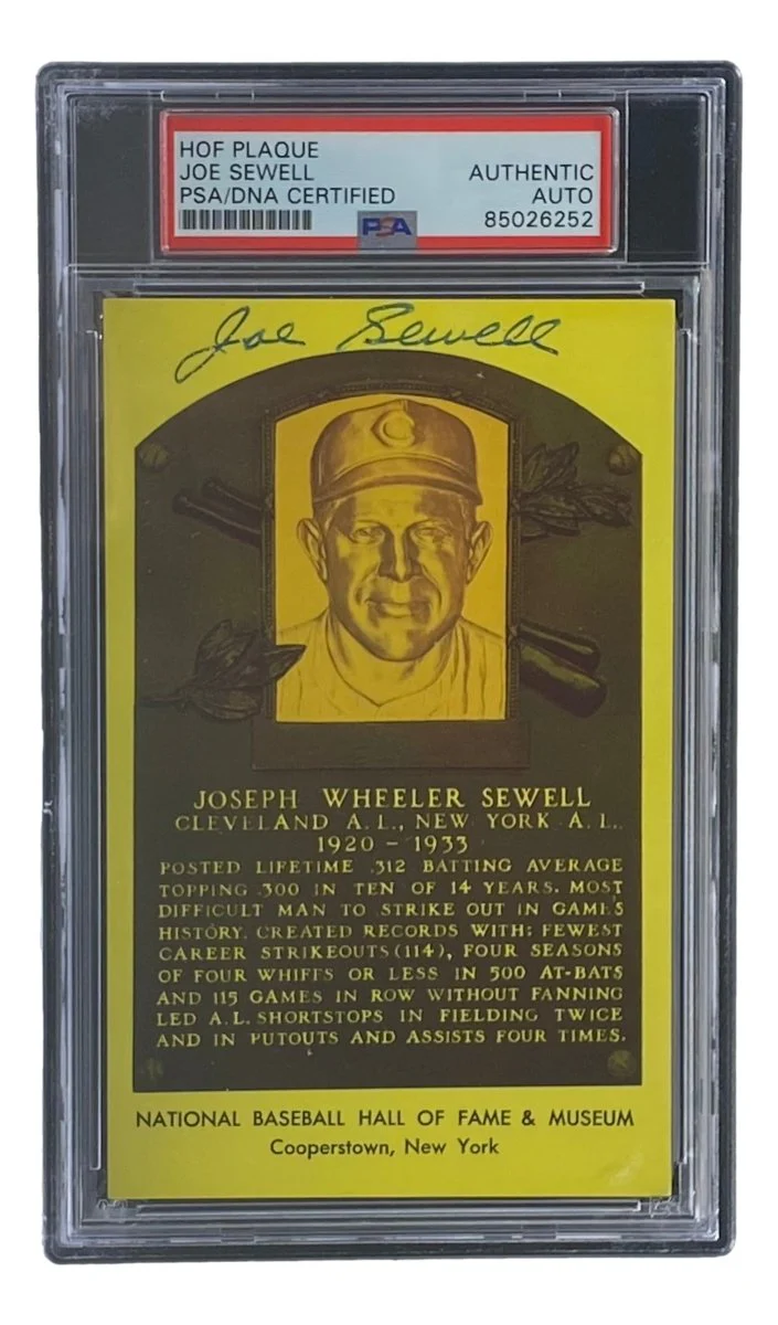 Joe Sewell Signed 4x6 Cleveland Hall Of Fame Plaque Card PSA/DNA 85026252 - Image 4