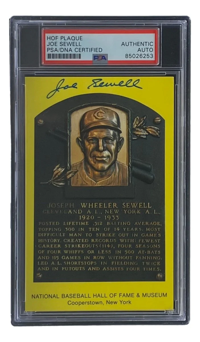 Joe Sewell Signed 4x6 Cleveland Hall Of Fame Plaque Card PSA/DNA 85026253 - Image 4