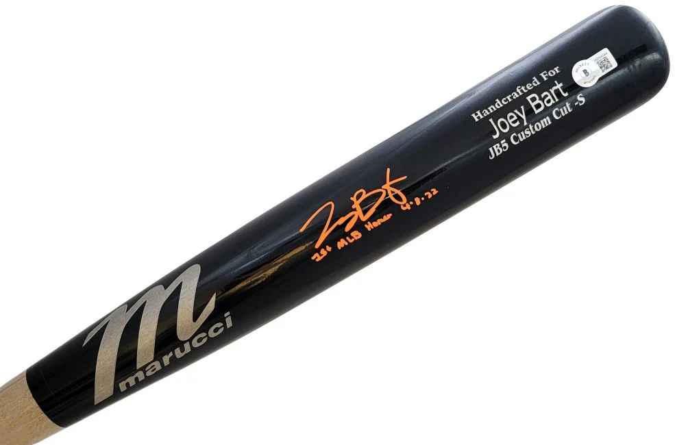 Joey Bart Giants Pirates Signed Marucci Players Model Bat 1st MLB Homer BAS - Image 2