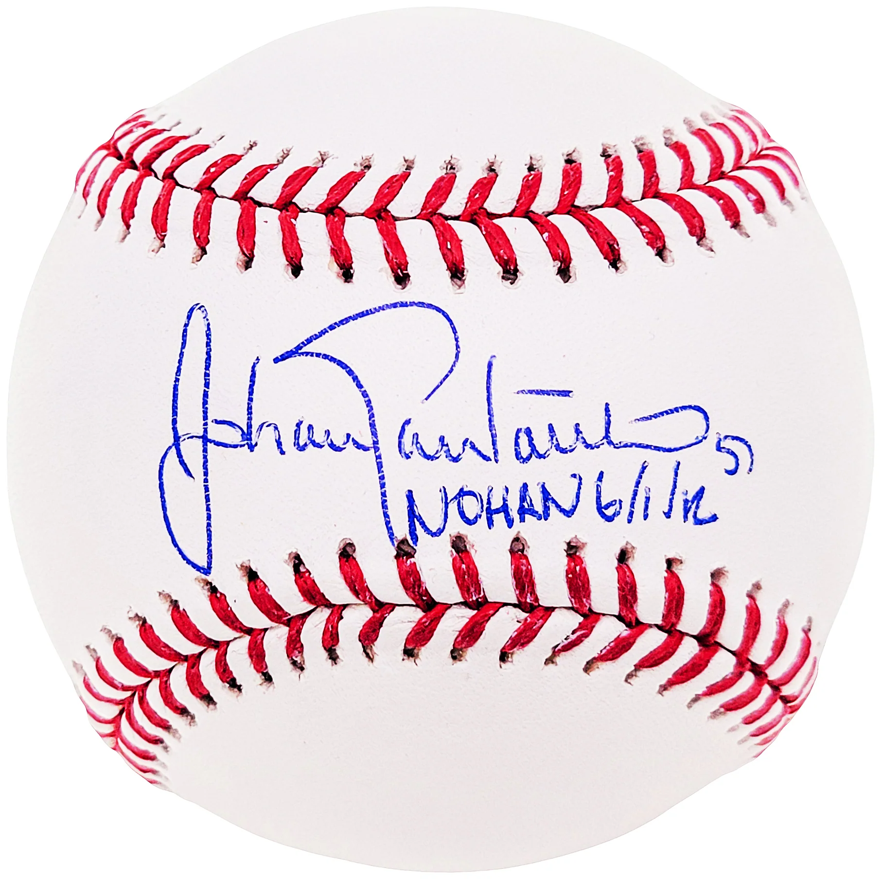 Johan Santana Autographed Official MLB Baseball New York Mets "Nohan 6/1/12" Beckett BAS Witness Stock #210999 - Image 2